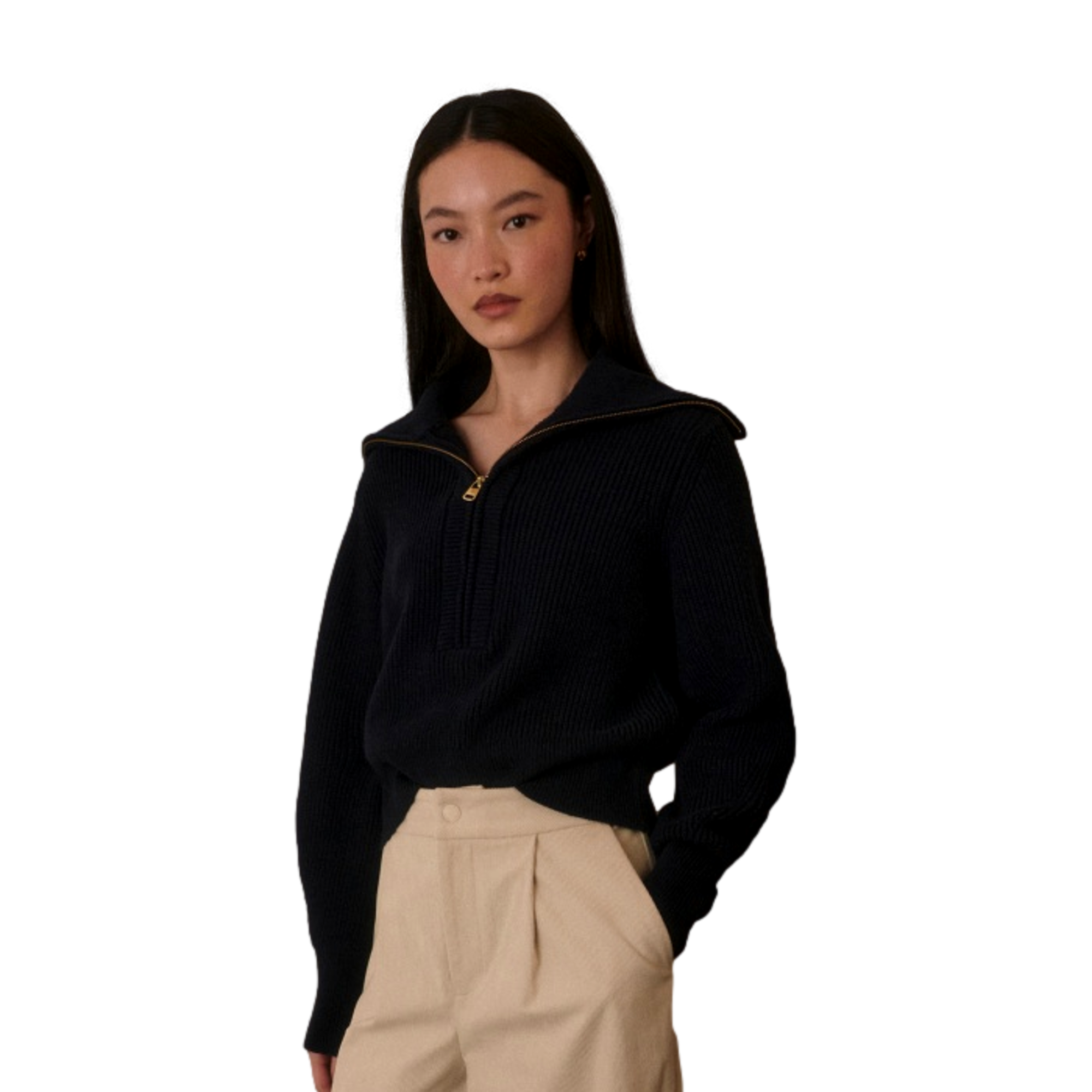 Maura Half Zip Rib Knit Women's Golf Sweater