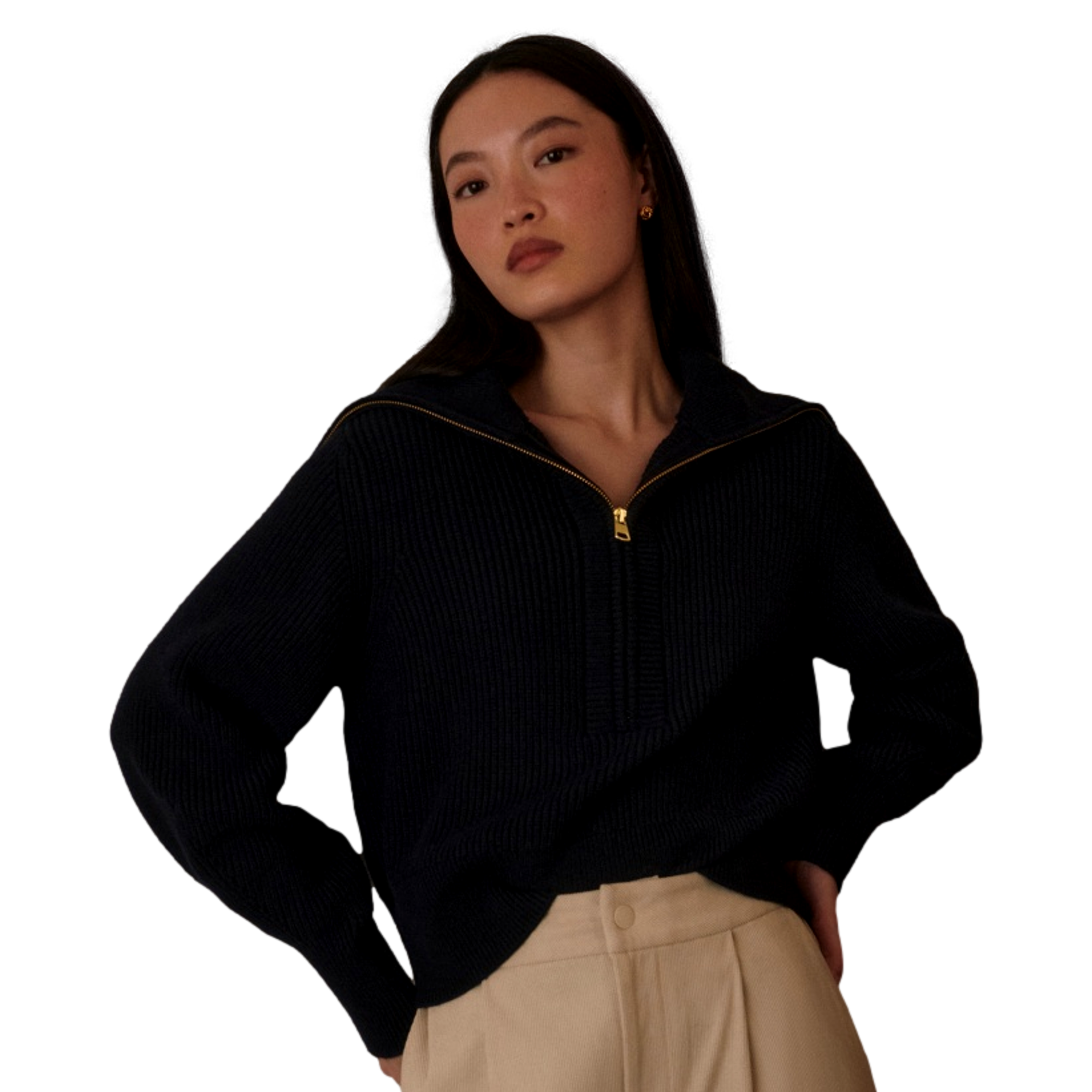 Maura Half Zip Rib Knit Women's Golf Sweater