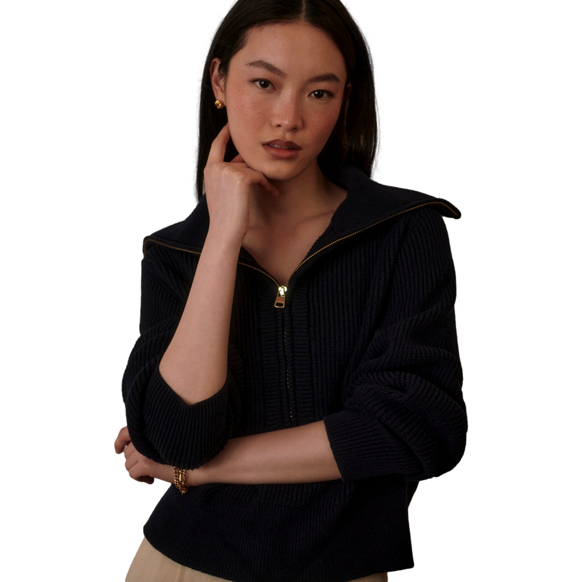 Maura Half Zip Rib Knit Women's Golf Sweater