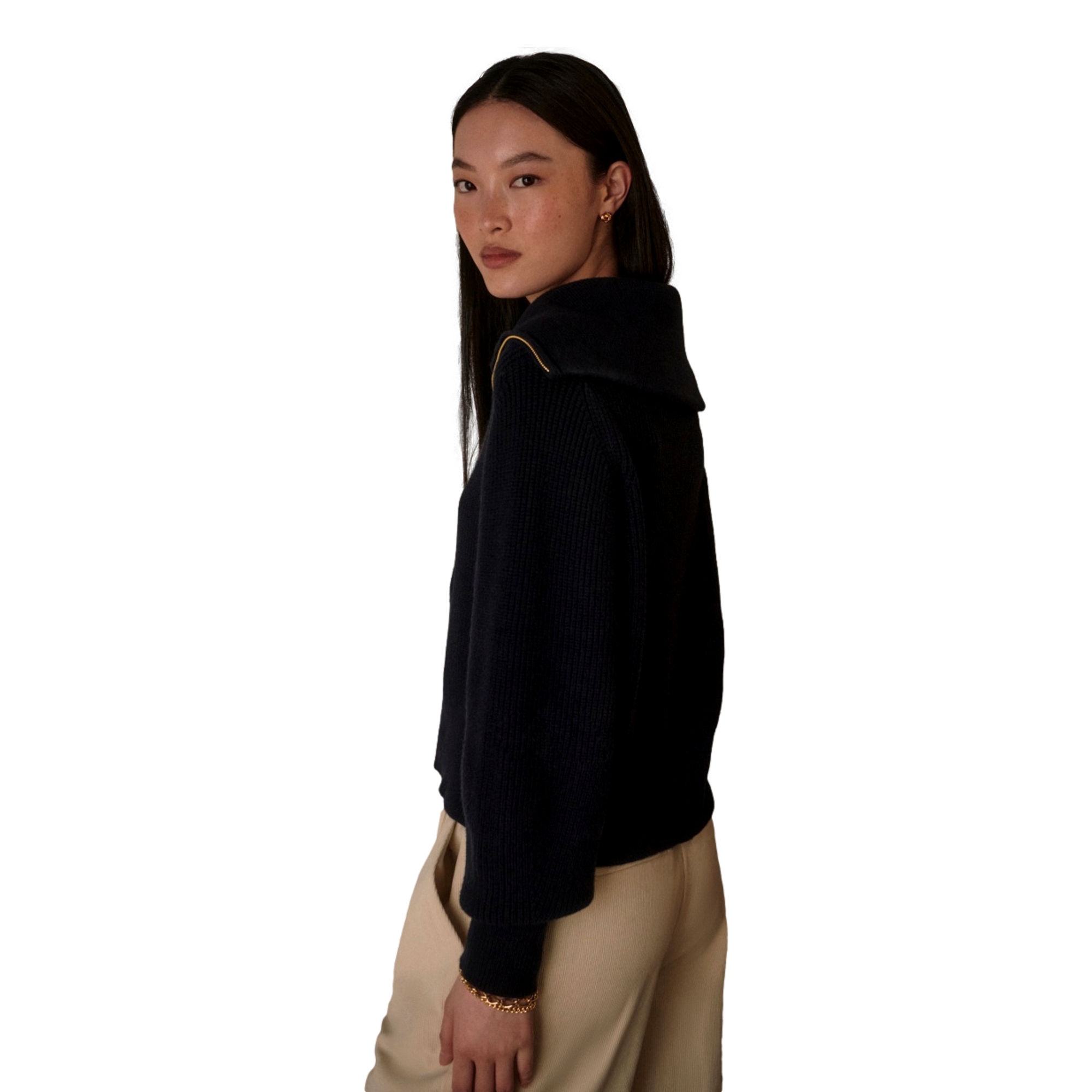 Maura Half Zip Rib Knit Women's Golf Sweater