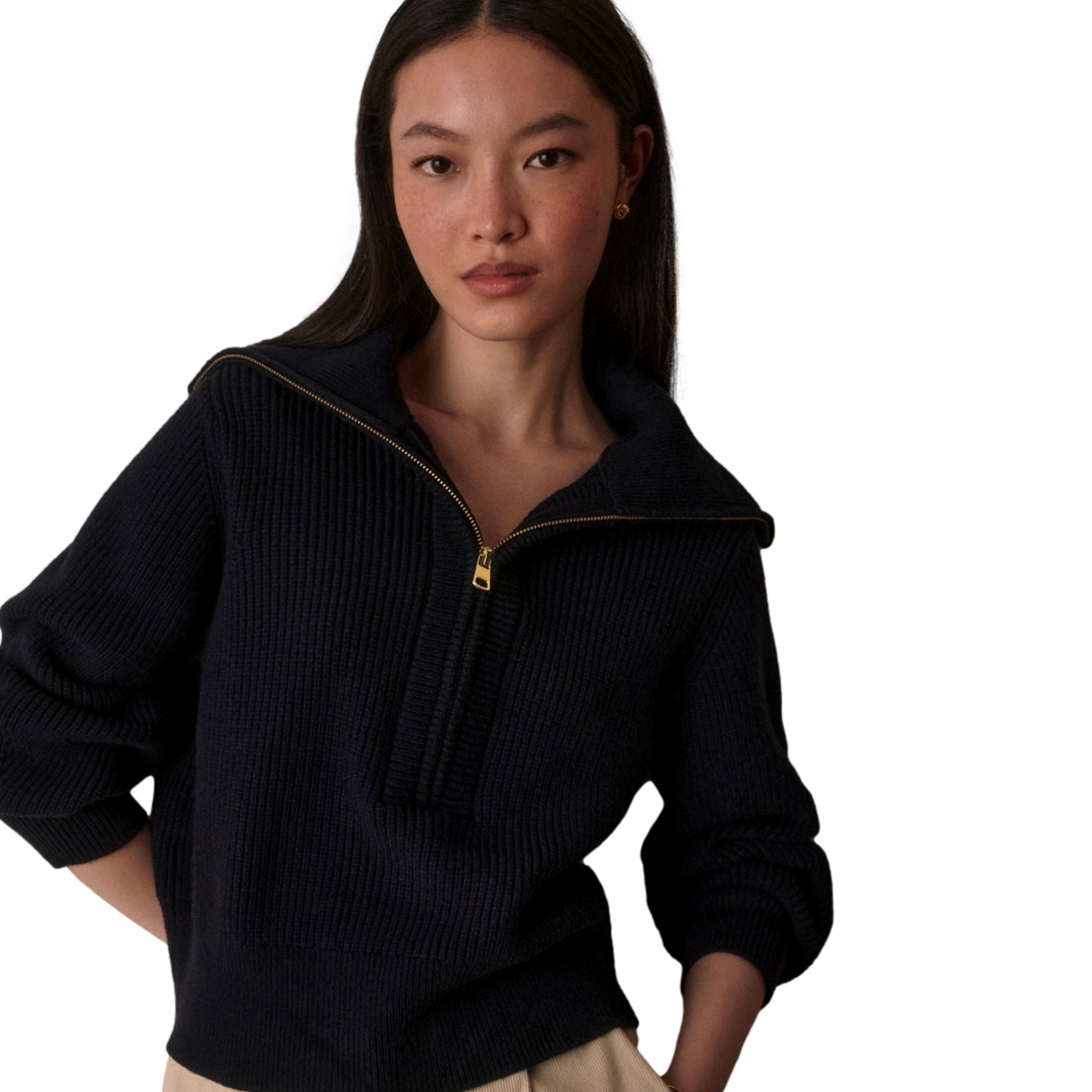 Maura Half Zip Rib Knit Women's Golf Sweater