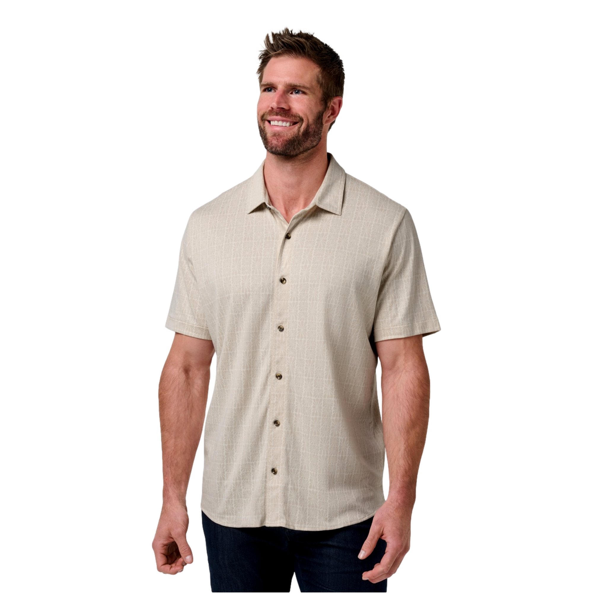Cabana Jacquard Button Up Men's Golf Shirt