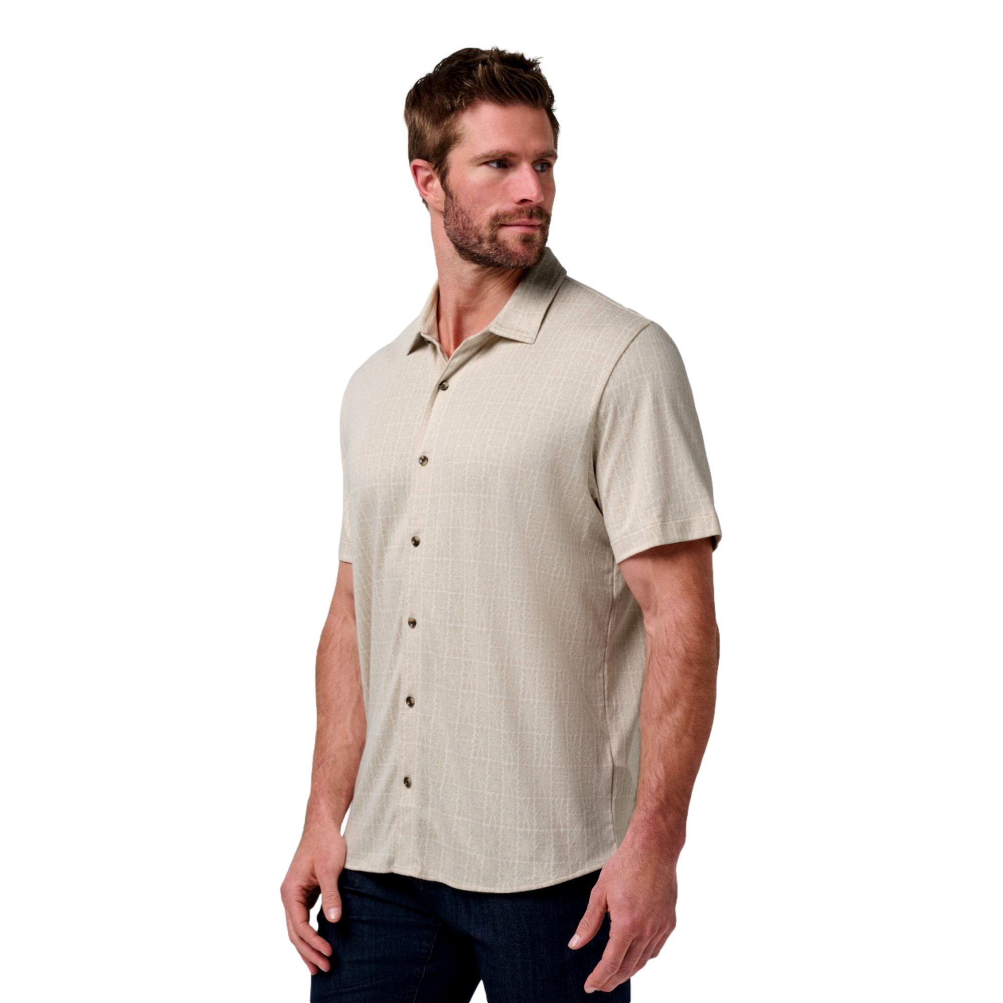 Cabana Jacquard Button Up Men's Golf Shirt
