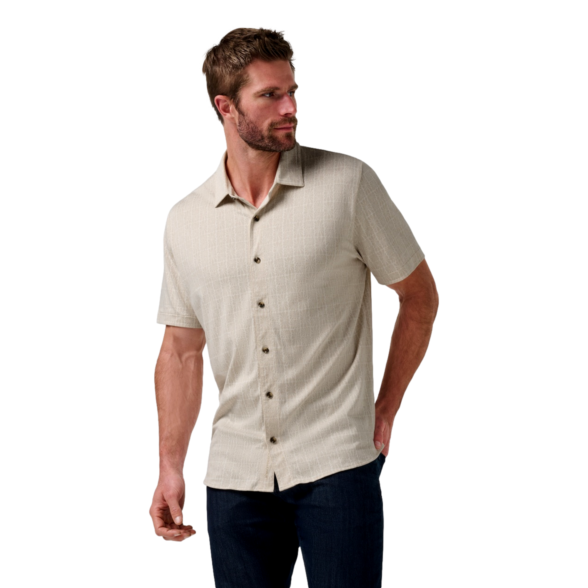 Cabana Jacquard Button Up Men's Golf Shirt