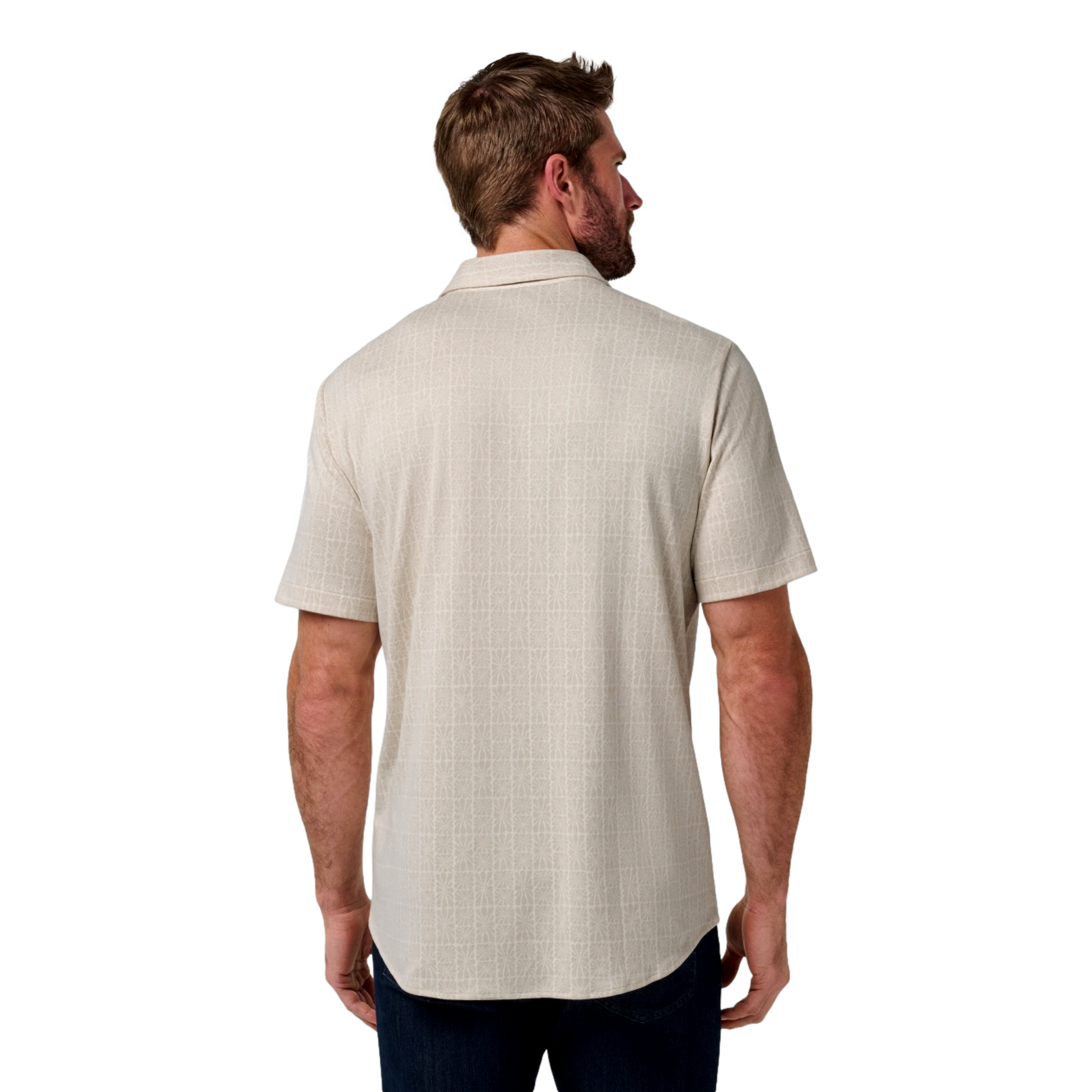 Cabana Jacquard Button Up Men's Golf Shirt