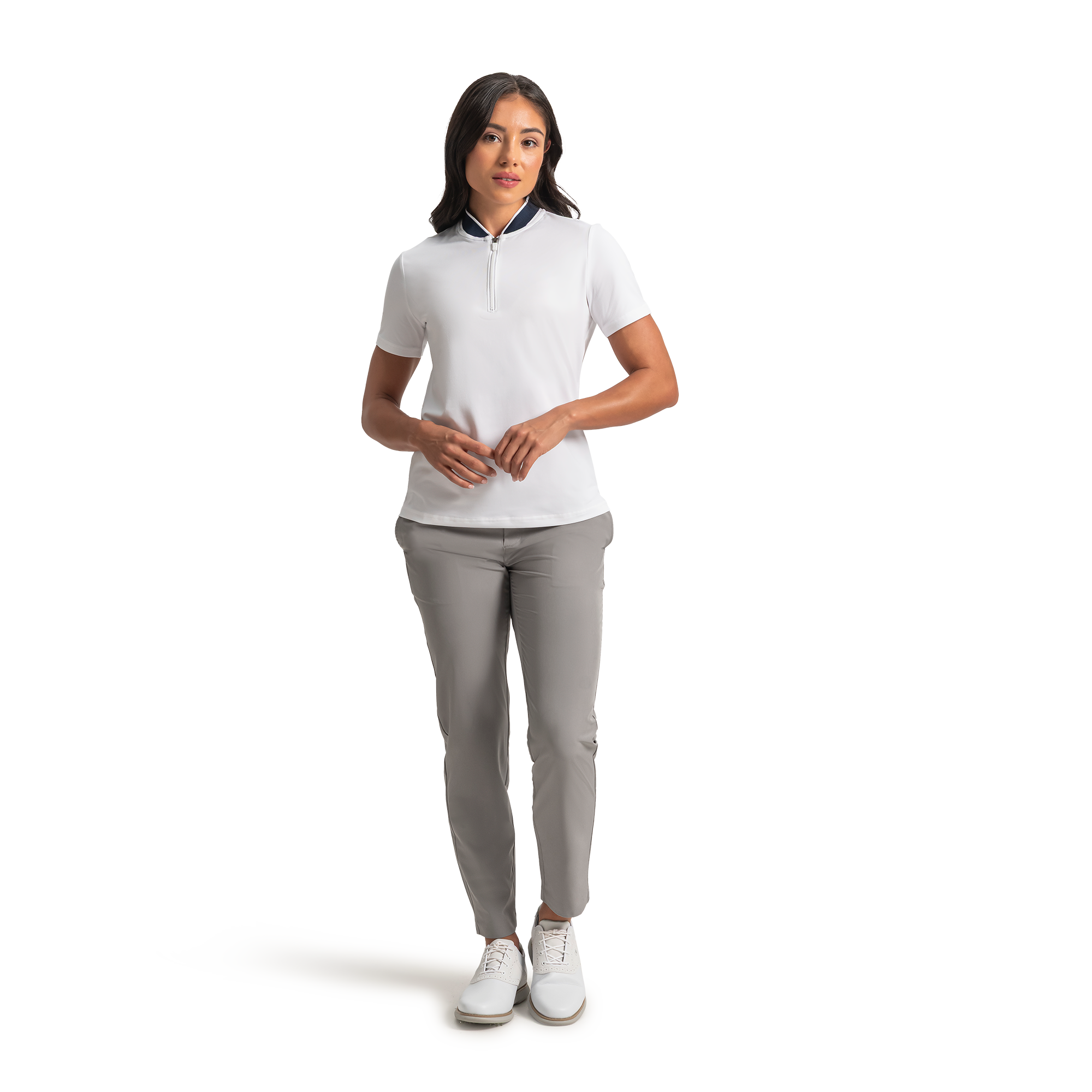 Blade Collar Zip Women's Short Sleeve Golf Polo Shirt