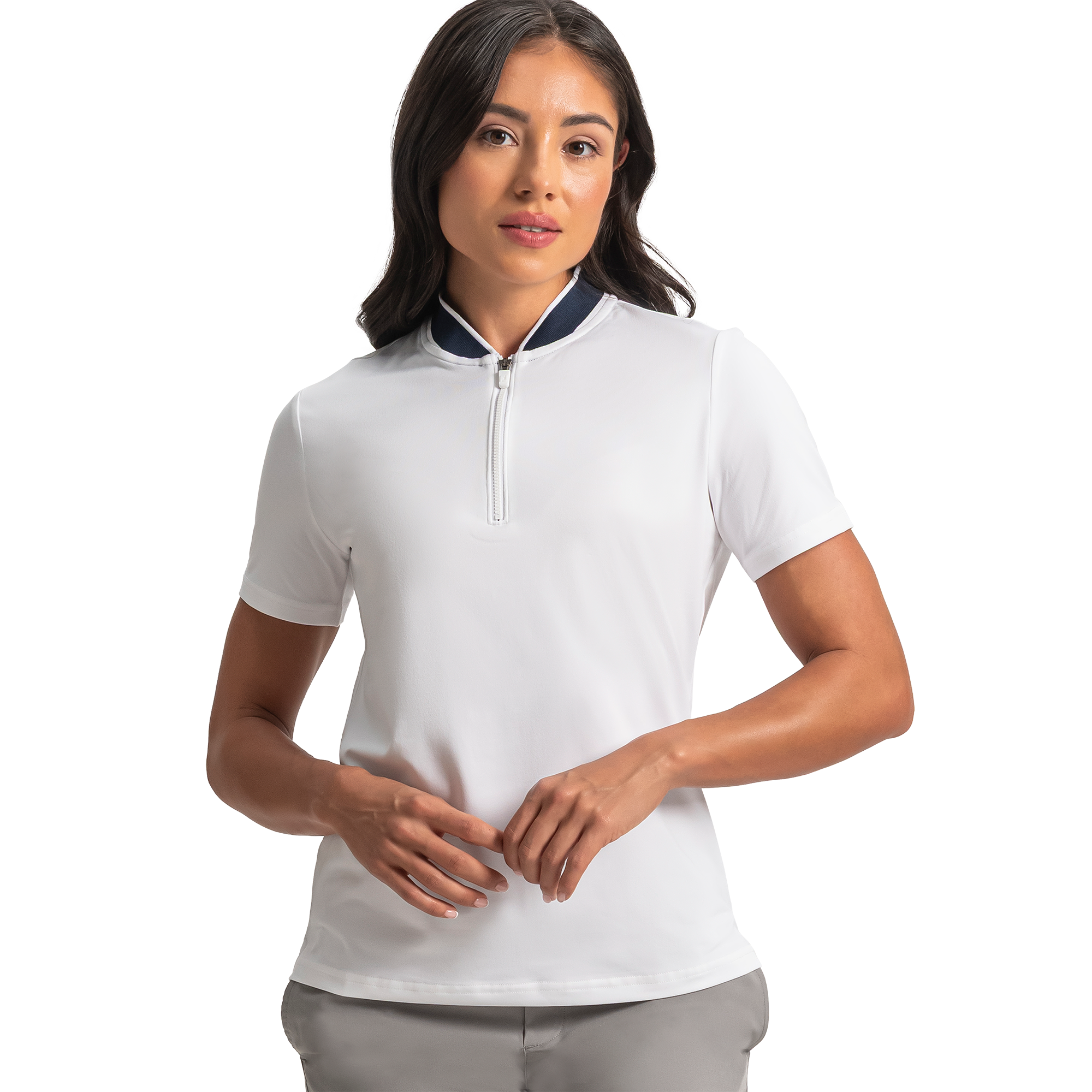 Blade Collar Zip Women's Short Sleeve Golf Polo Shirt