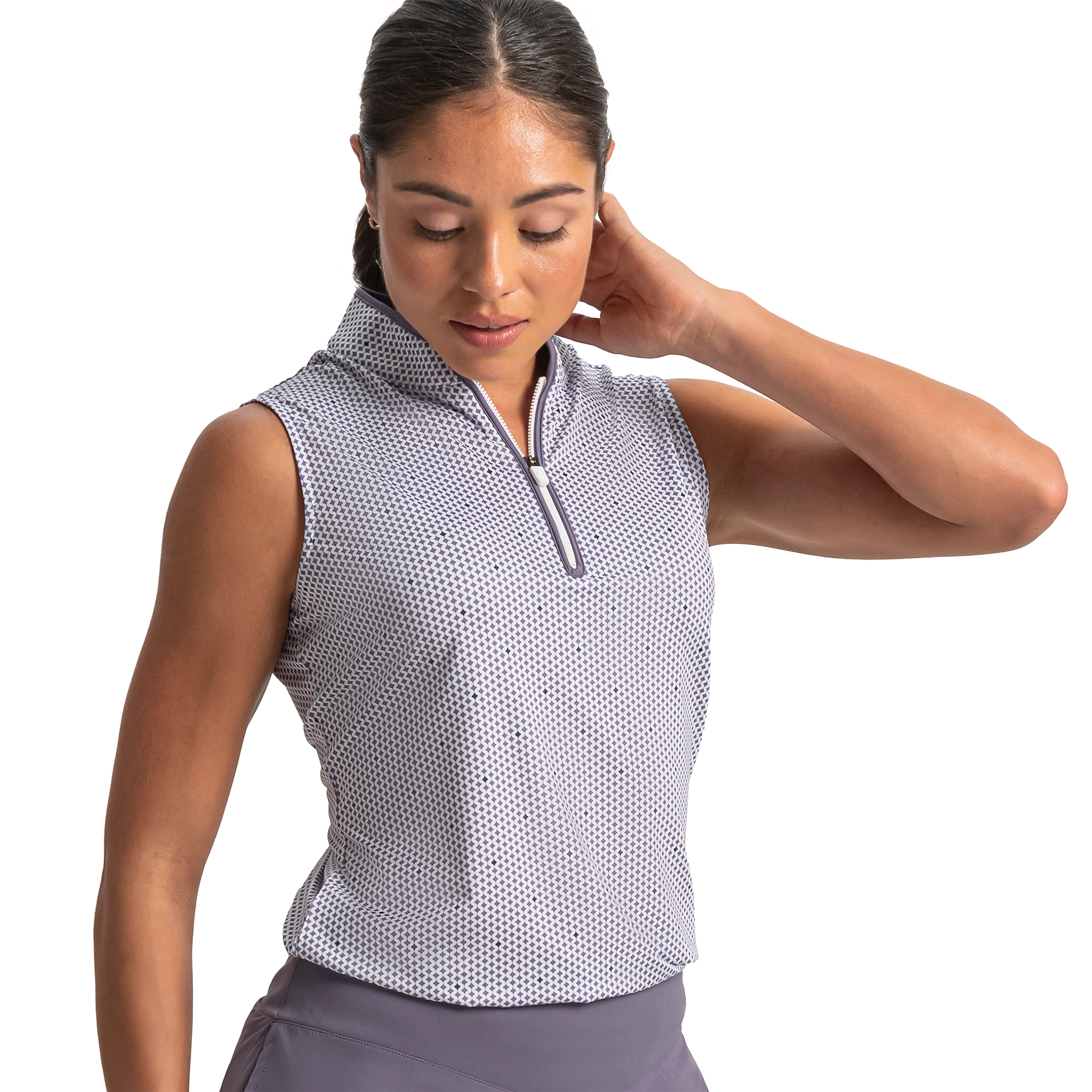 Front Zip Women's Sleeveless Golf Shirt