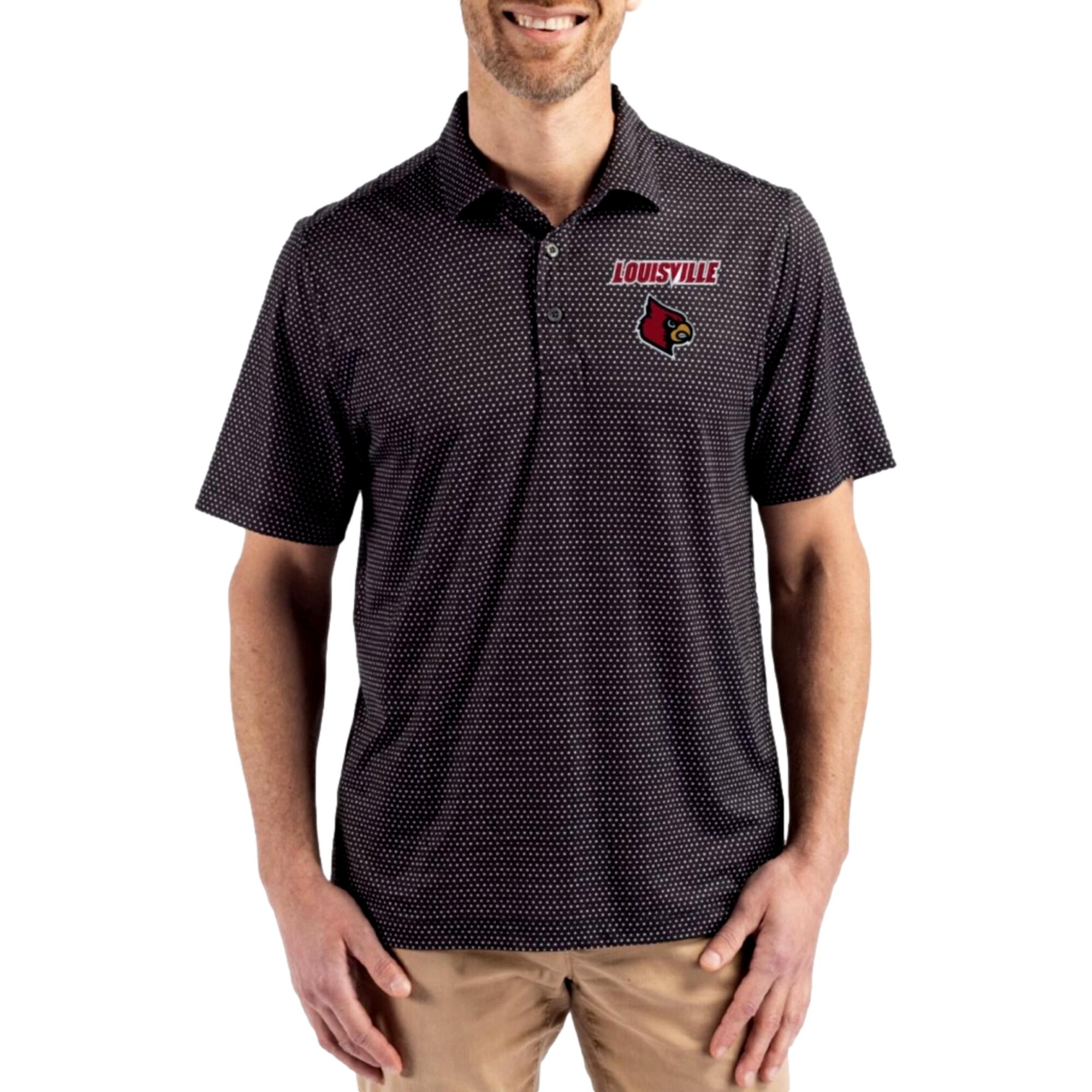 Louisville Cardinals Men's Pike Eco Shadow Check Short Sleeve Golf Polo Shirt
