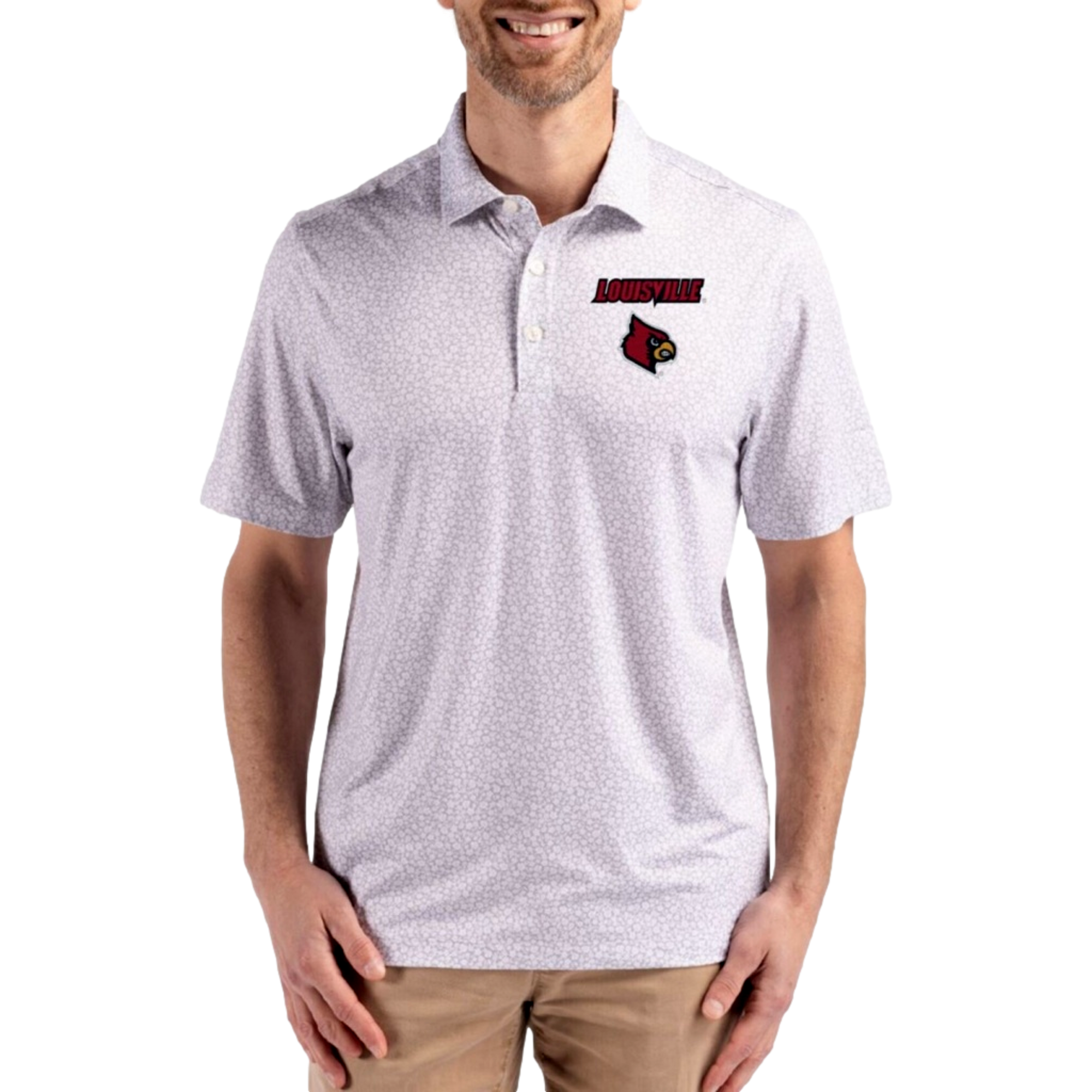 Louisville Cardinals Men's Pike Eco Flora Polo Short Sleeve Golf Polo Shirt