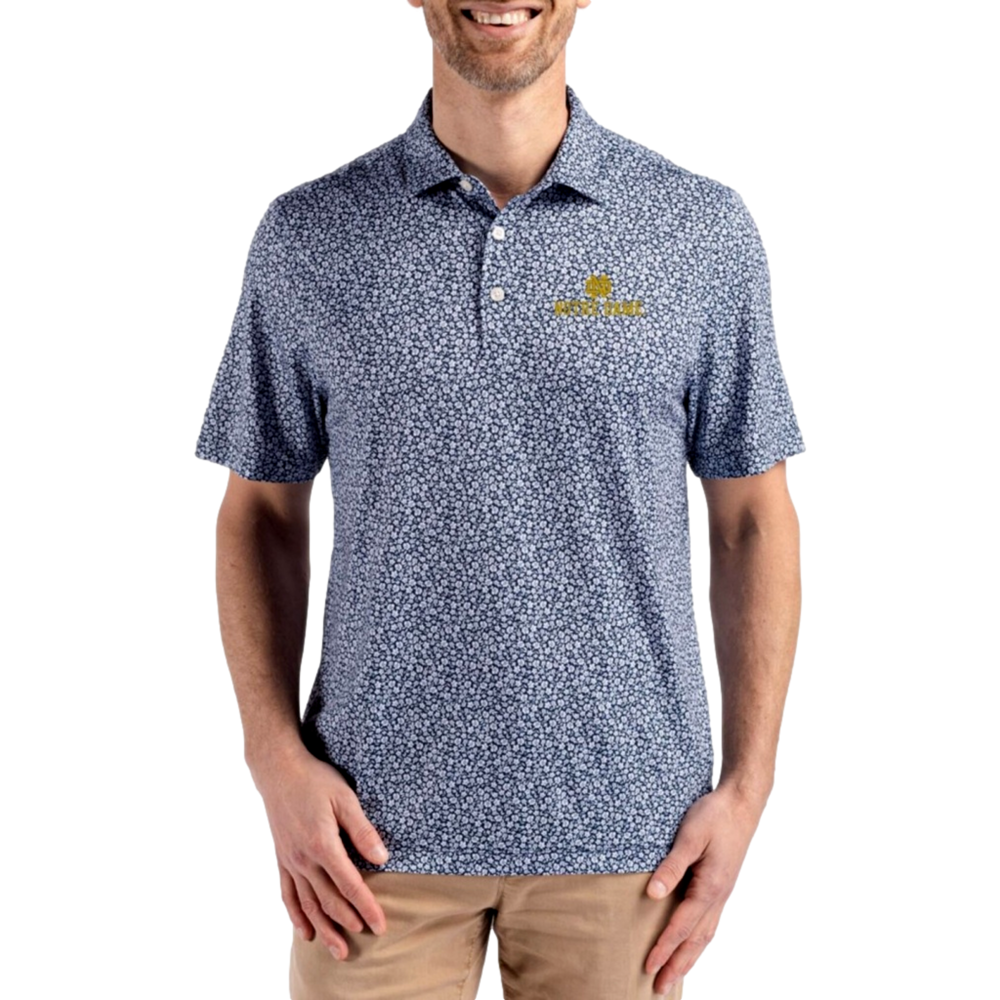 Notre Dame Fighting Irish Men's Pike Eco Flora Polo Short Sleeve Golf Polo Shirt