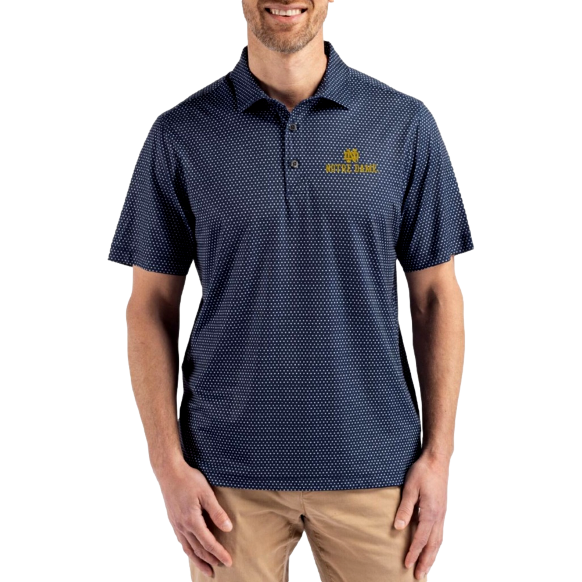 Notre Dame Fighting Irish Men's Pike Eco Shadow Check Short Sleeve Golf Polo Shirt