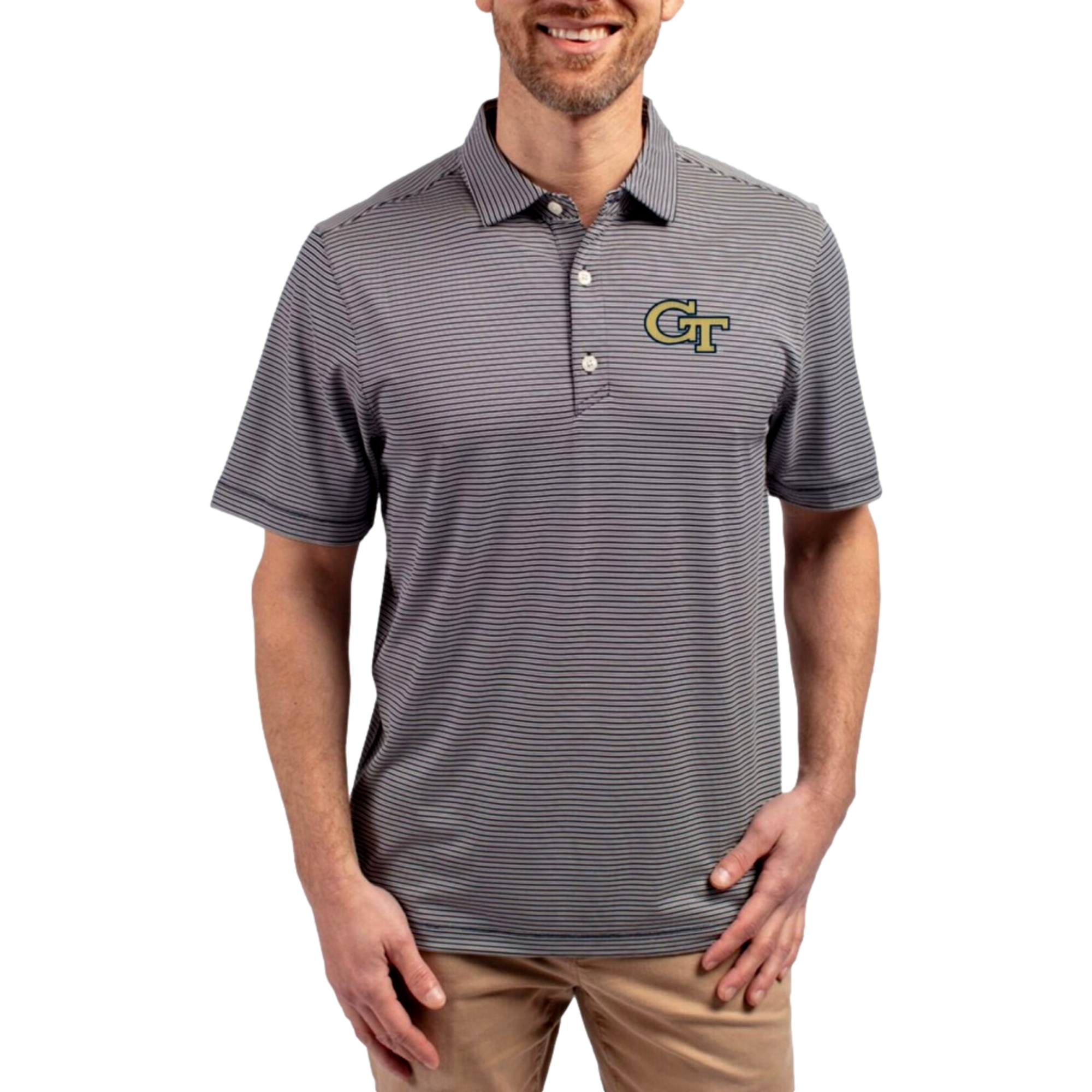 Georgia Tech Yellow Jackets Men's Forge Double Stripe Polo Short Sleeve Golf Polo Shirt