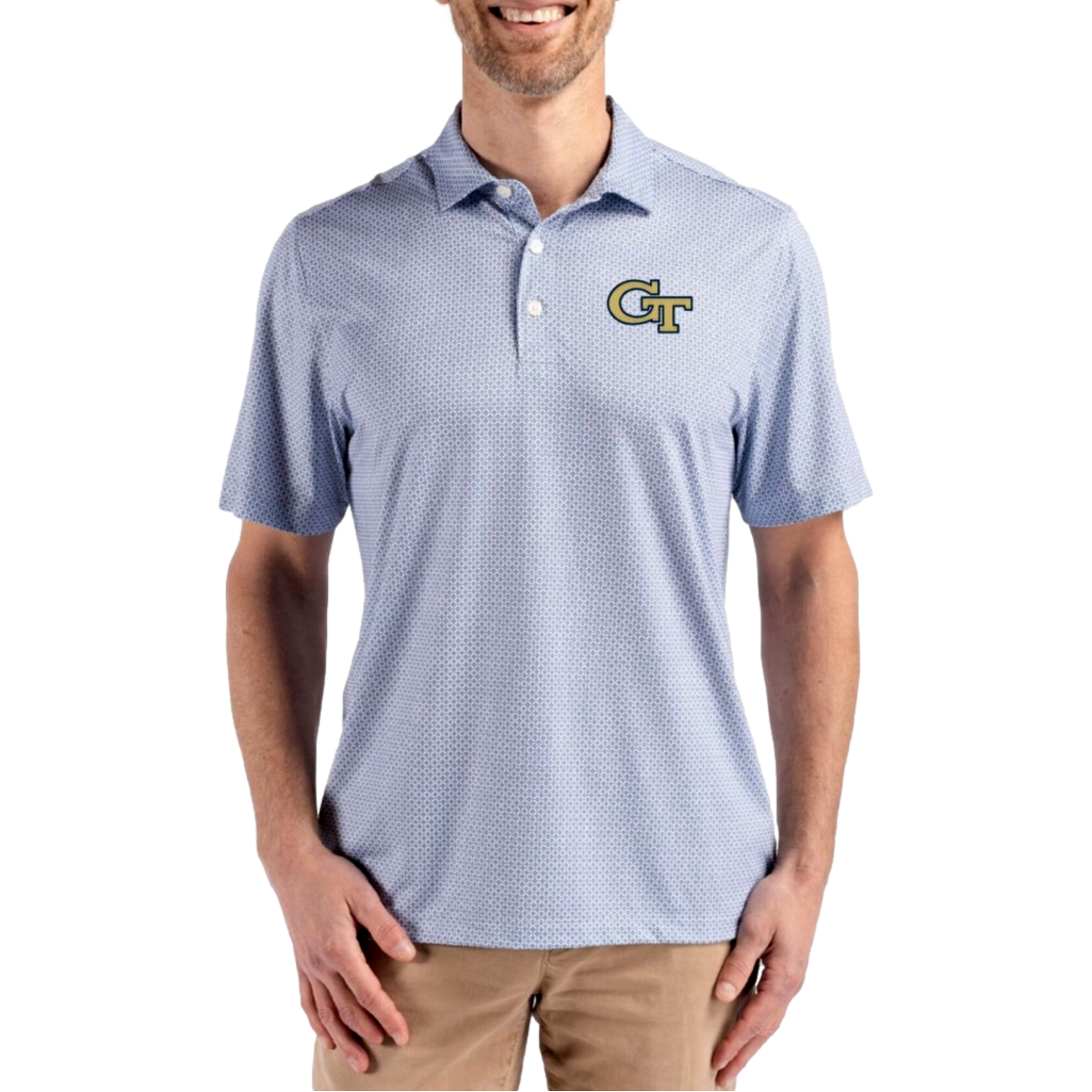 Georgia Tech Yellow Jackets Men's Pike Eco Diamod Dot Short Sleeve Golf Polo Shirt
