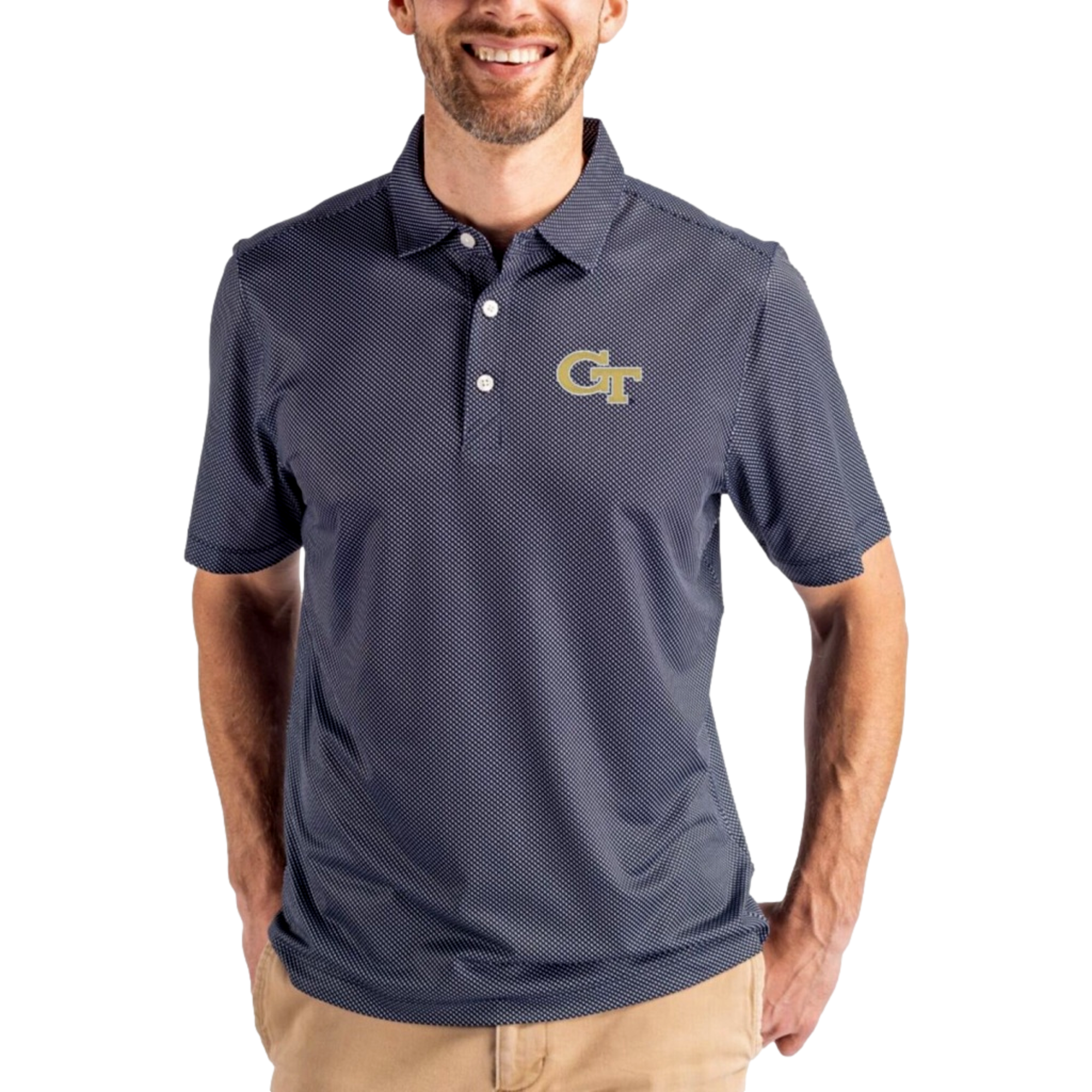 Georgia Tech Yellow Jackets Men's Pike Eco Symmetry Short Sleeve Golf Polo Shirt