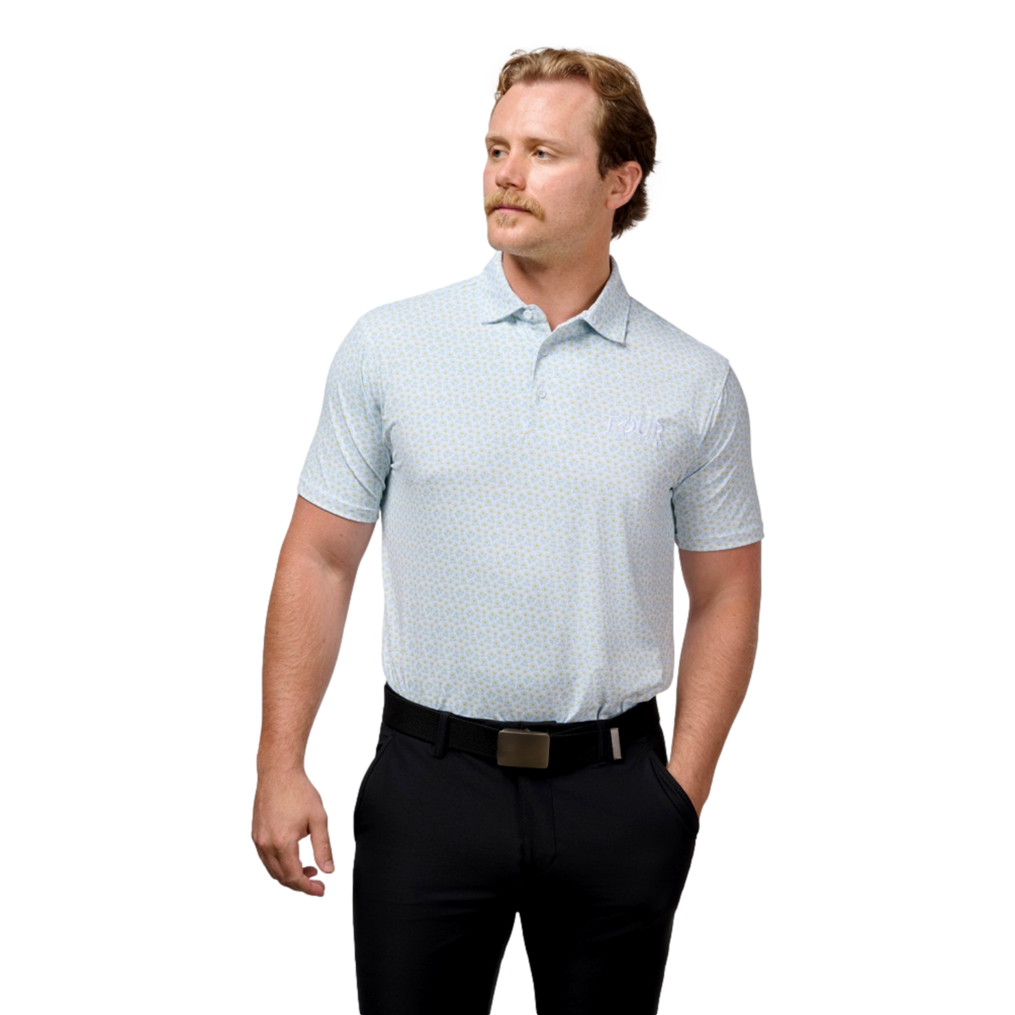 Tour Championship Rosa Printed Mens Short Sleeve Golf Polo Shirt