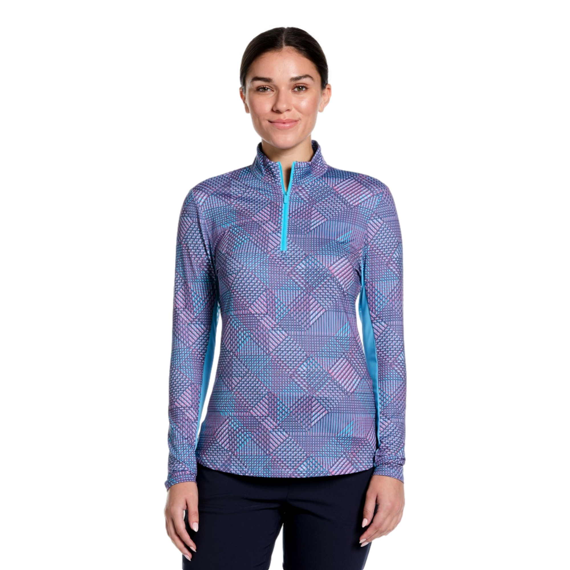 Mini Geo Print Sun Protection Women's Golf Quarter Zip