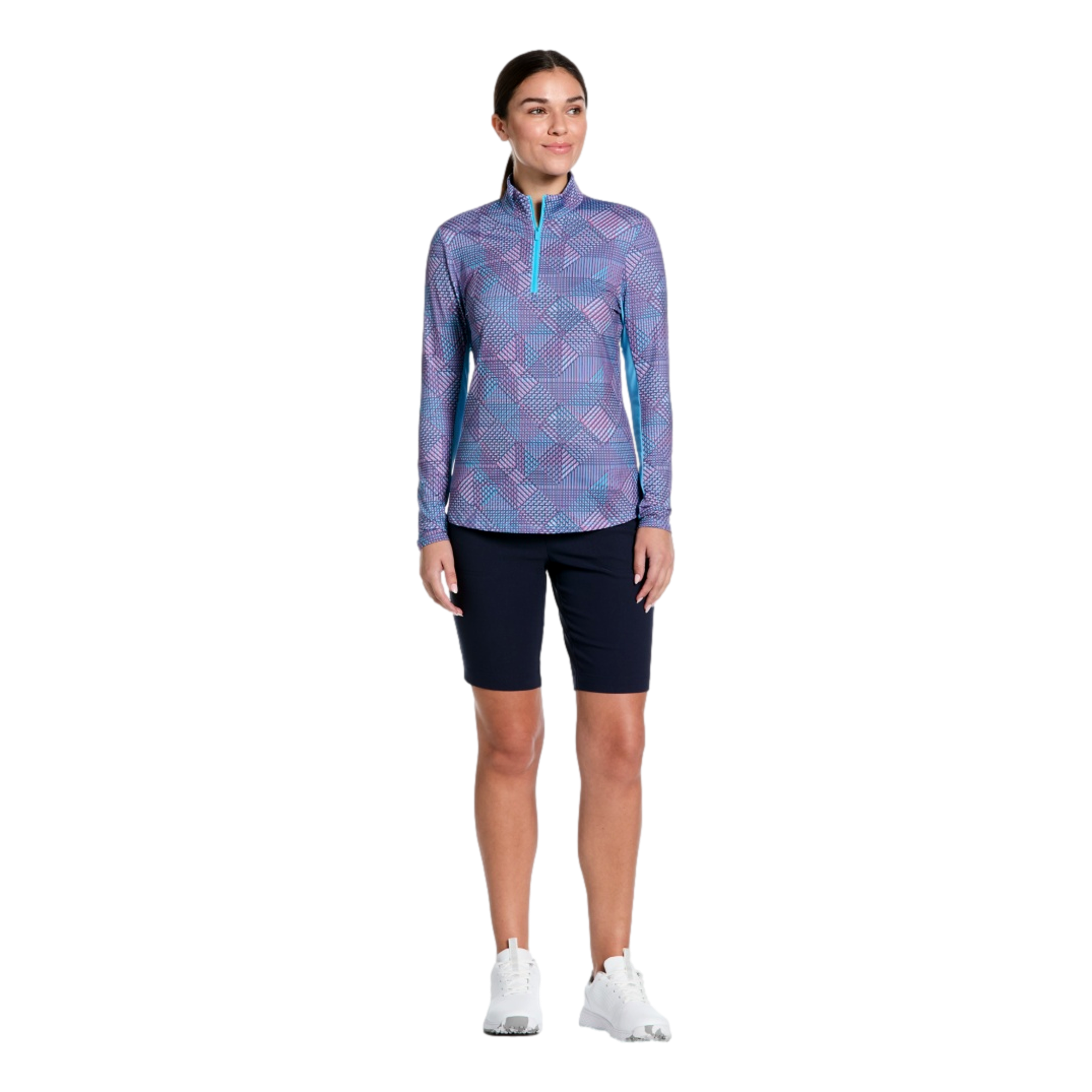 Mini Geo Print Sun Protection Women's Golf Quarter Zip