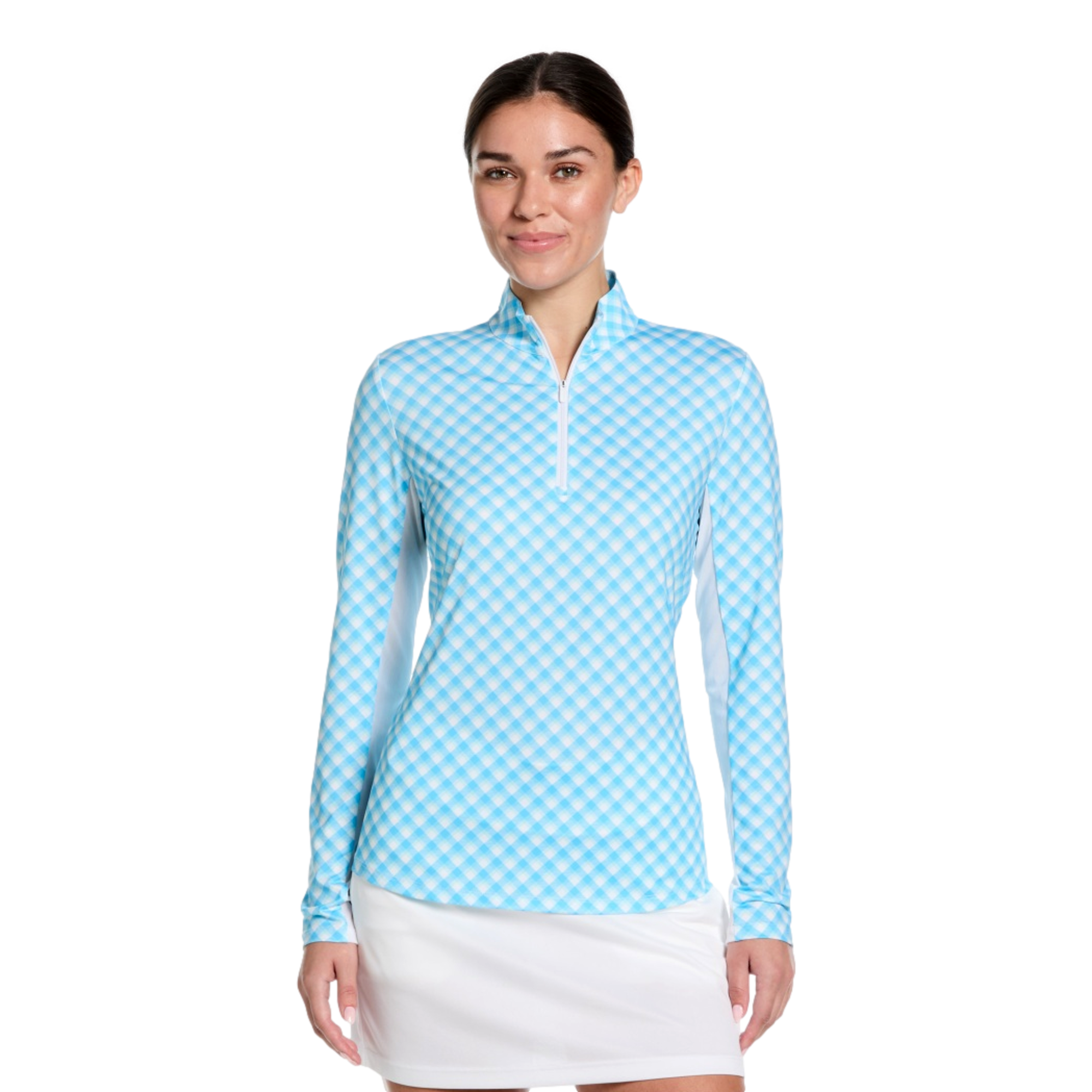 Gingham Sun Protection Women's Golf Quarter Zip