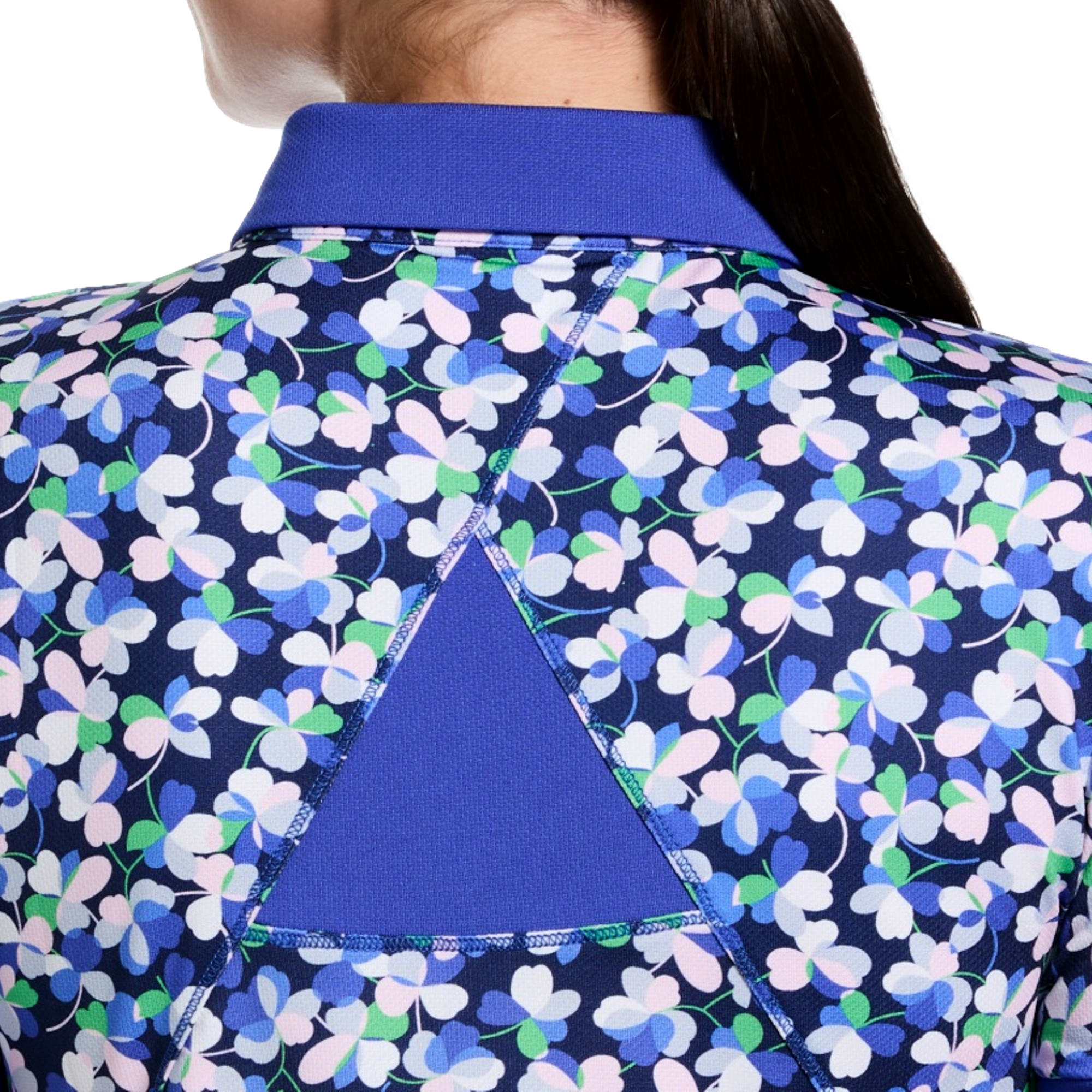 Mesh Detail Print Women's Short Sleeve Golf Polo Shirt