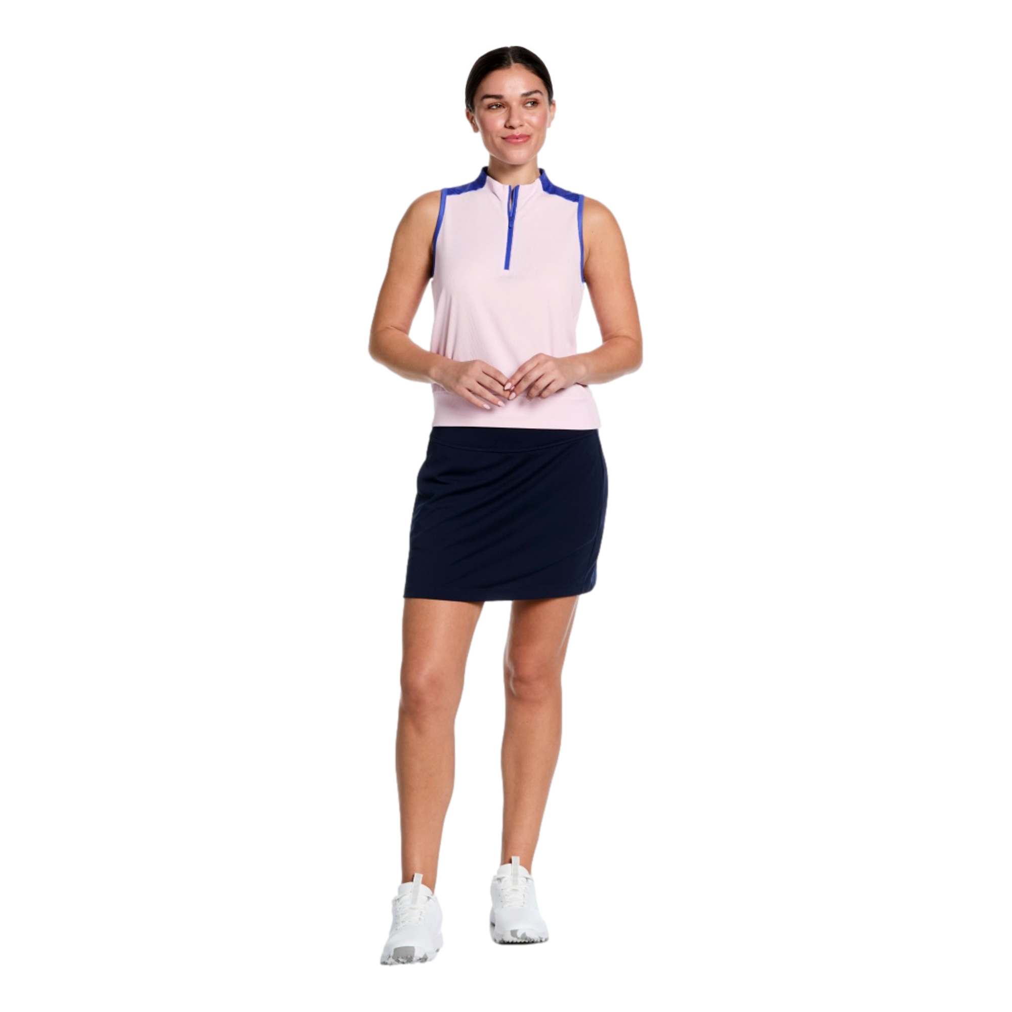 Mesh Yoke Quarter Zip Women's Sleeveless Golf Polo Shirt