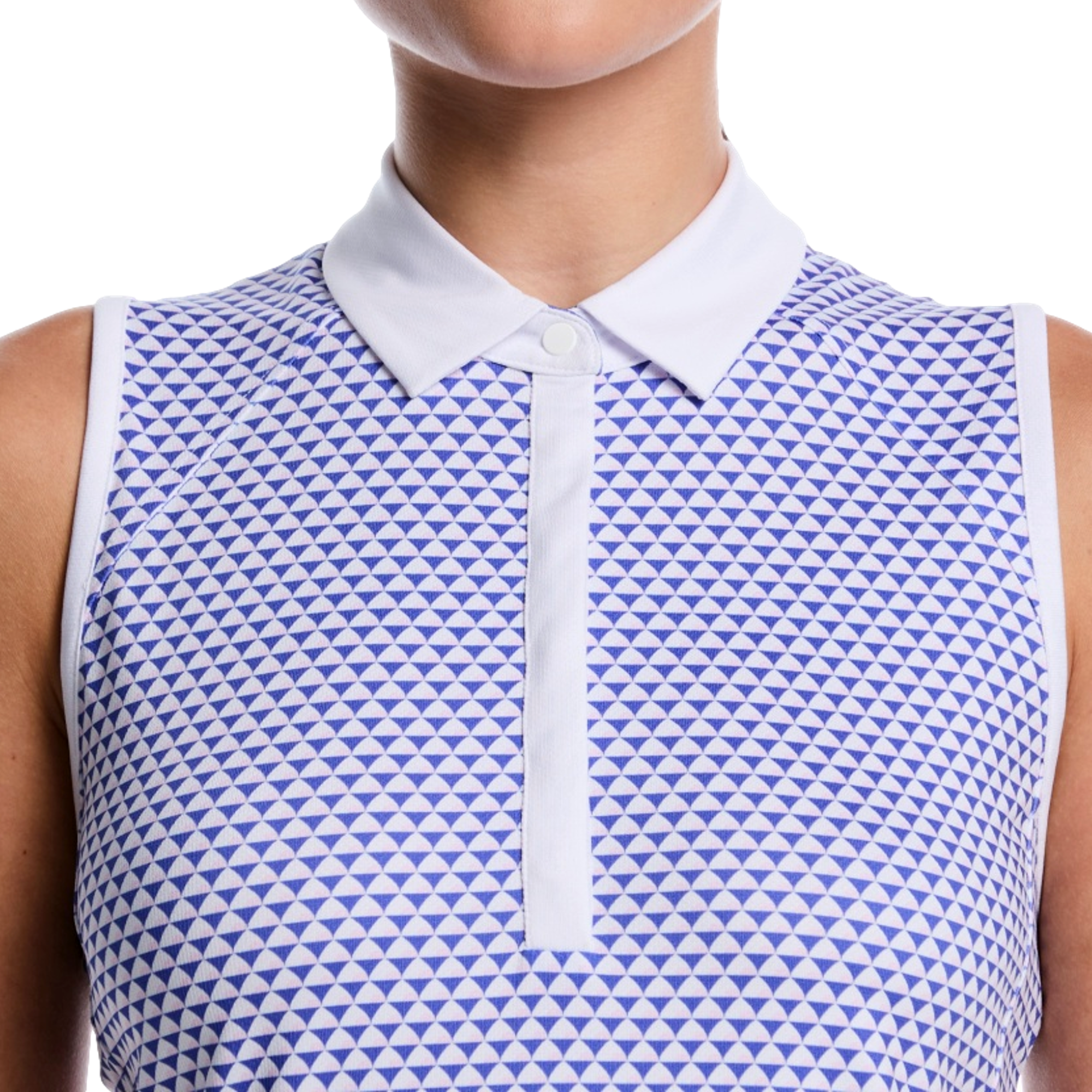 Solid Button Placket Women's Sleeveless Golf Polo Shirt