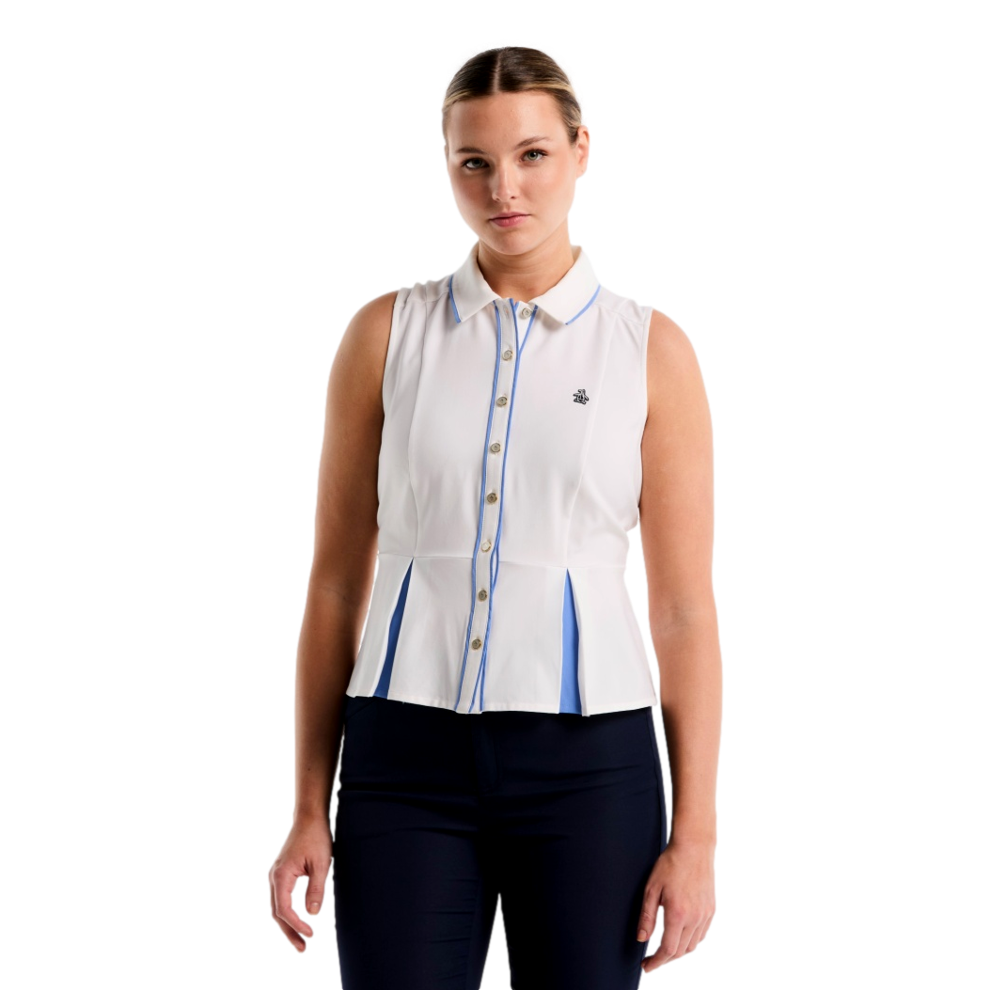 Button Placket Women's Sleeveless Golf Polo Shirt