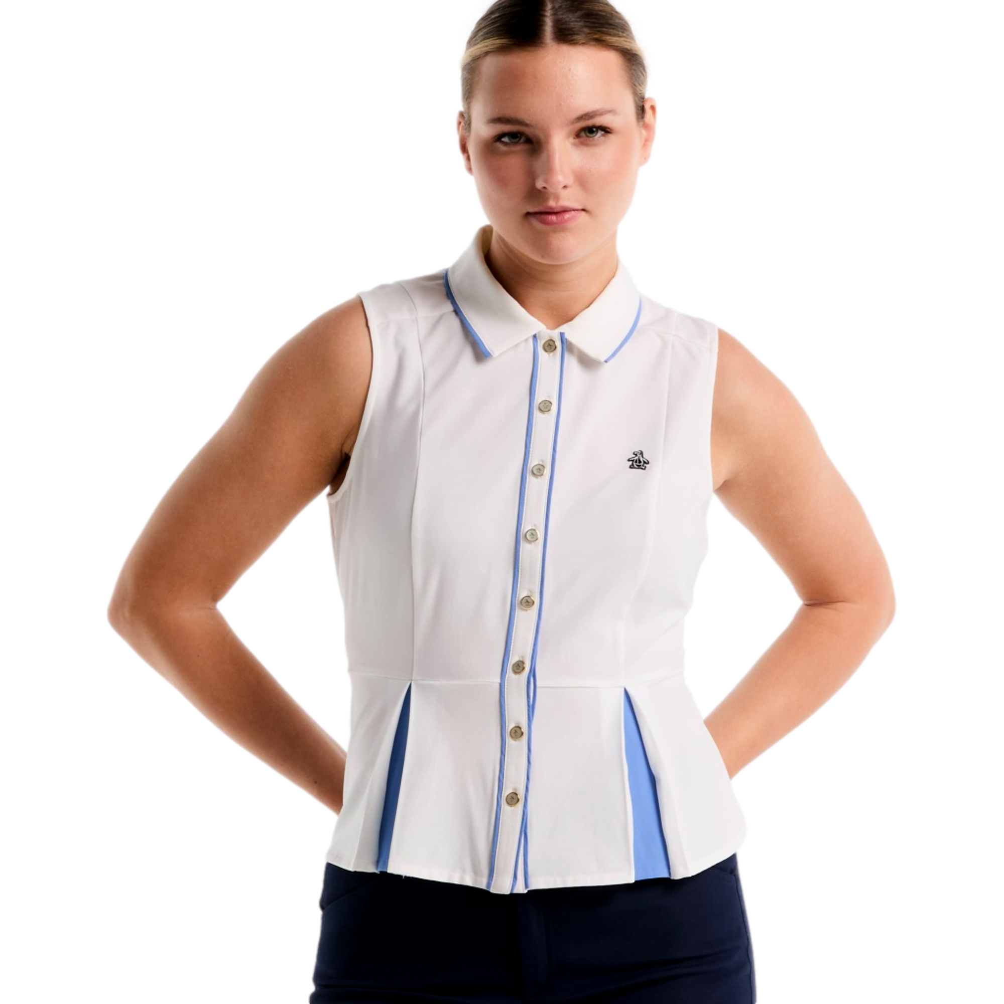 Button Placket Women's Sleeveless Golf Polo Shirt