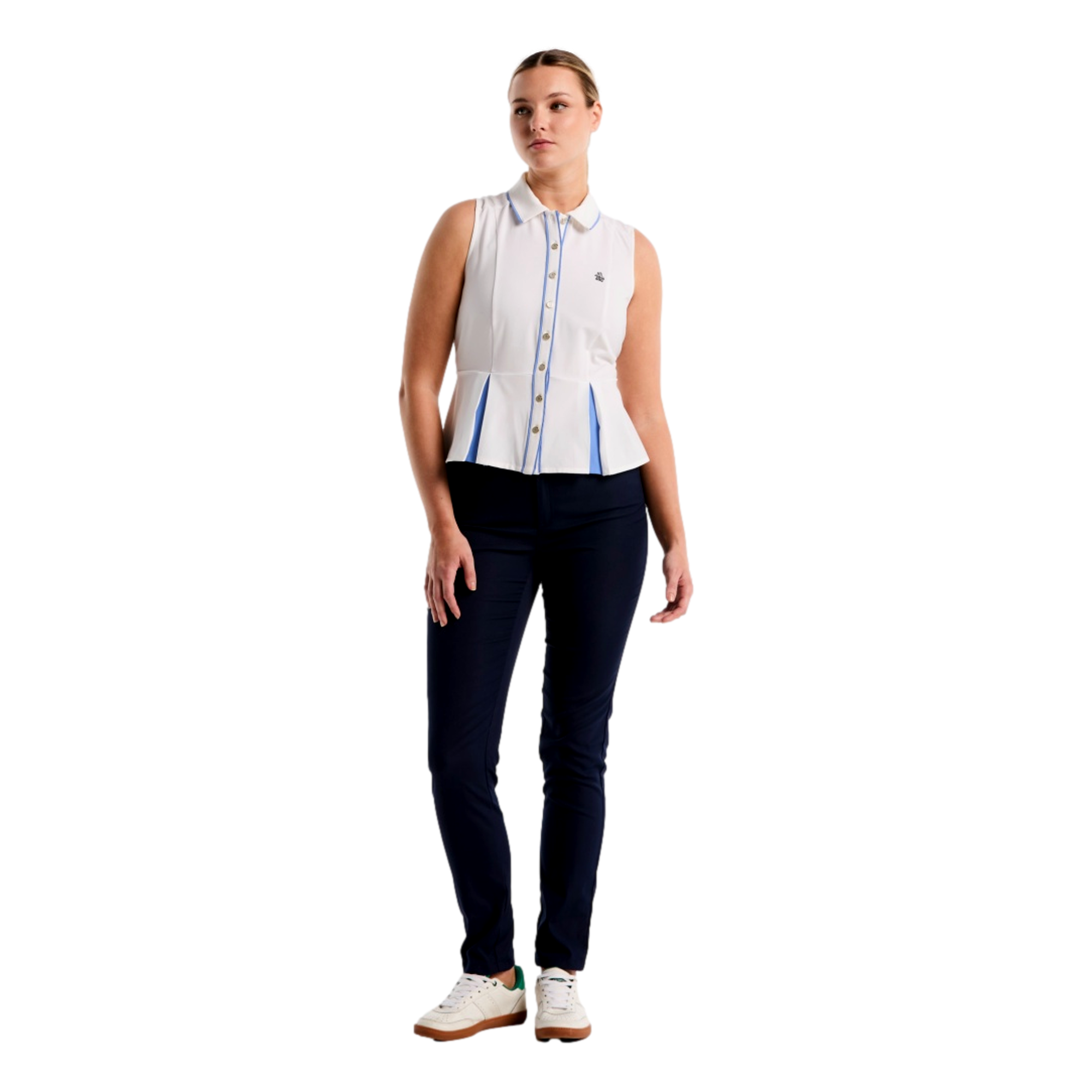 Button Placket Women's Sleeveless Golf Polo Shirt
