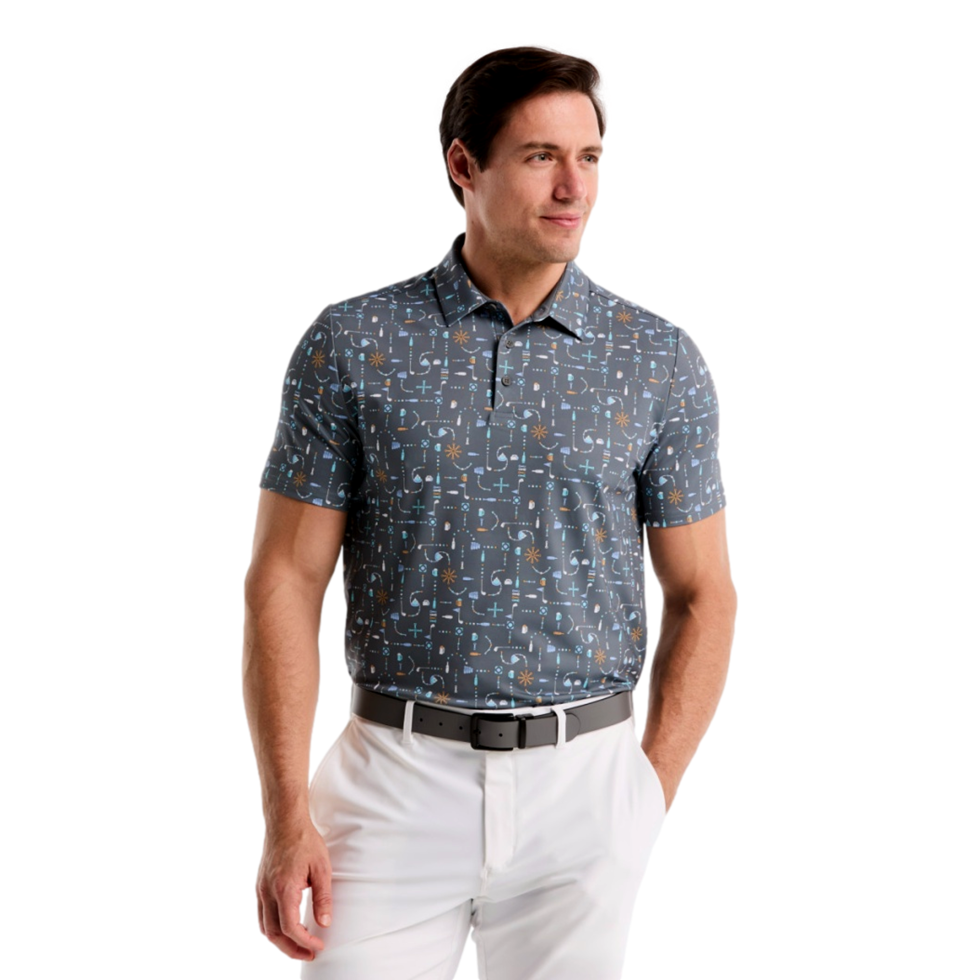 Pete's Beer Pong Geo Print Men's Golf Polo Shirt