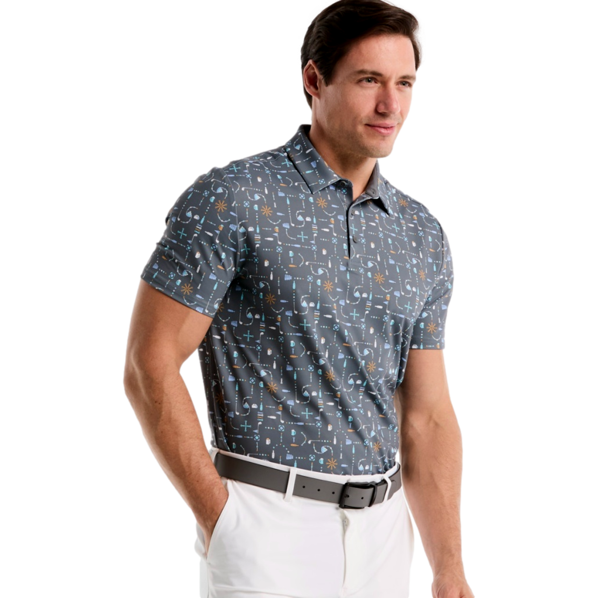 Pete's Beer Pong Geo Print Men's Golf Polo Shirt