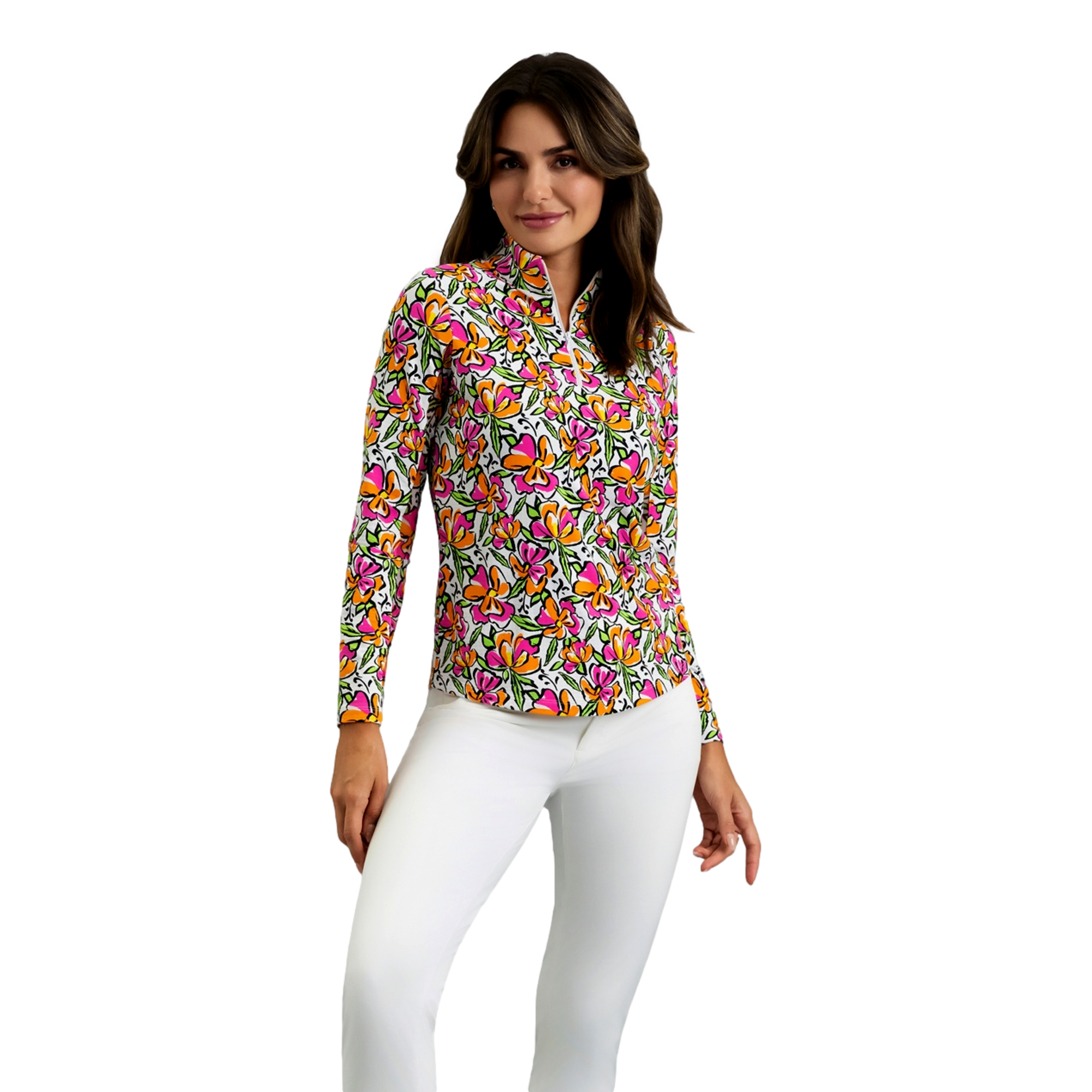 Sonia Floral Print Mockneck Women's Golf Quarter Zip