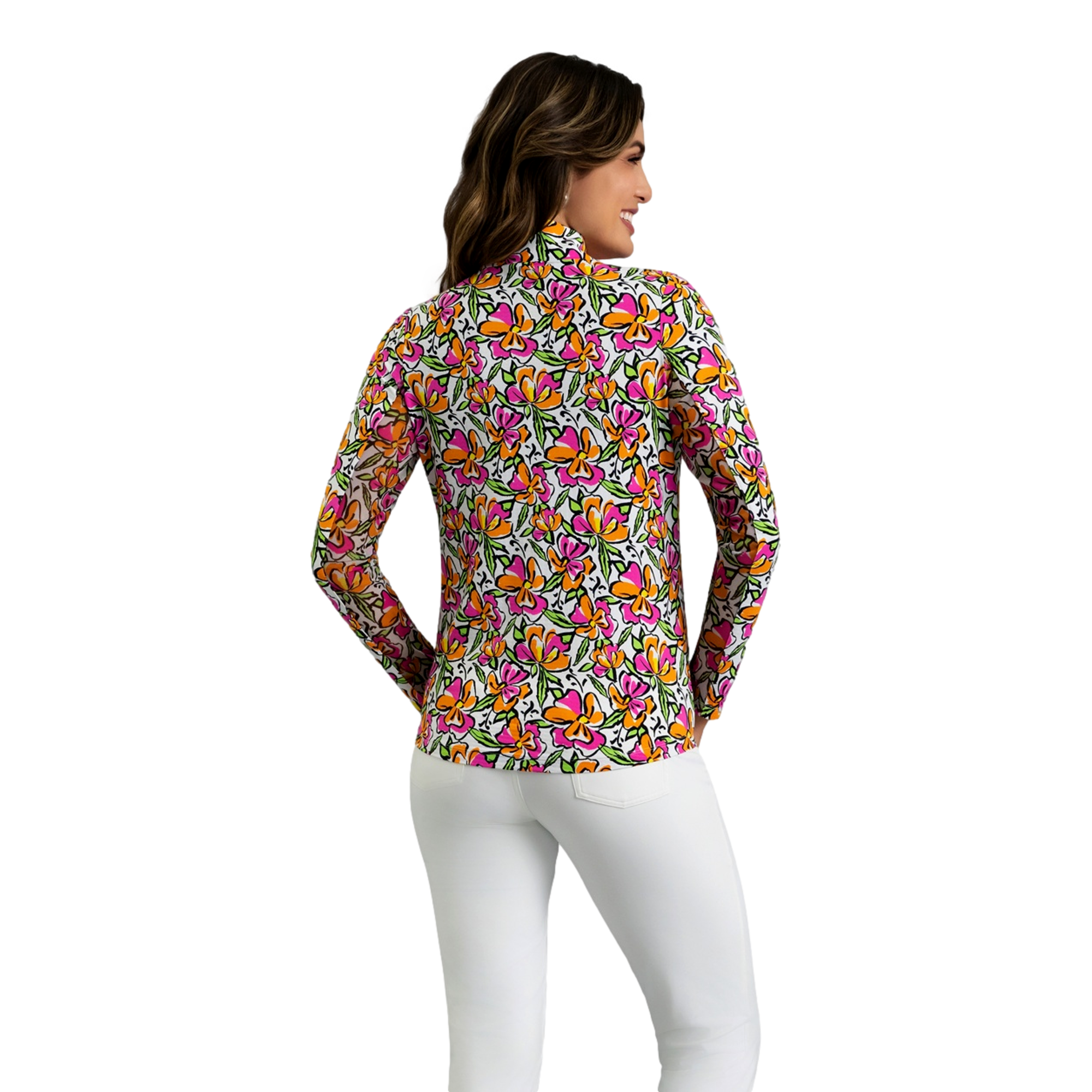 Sonia Floral Print Mockneck Women's Golf Quarter Zip