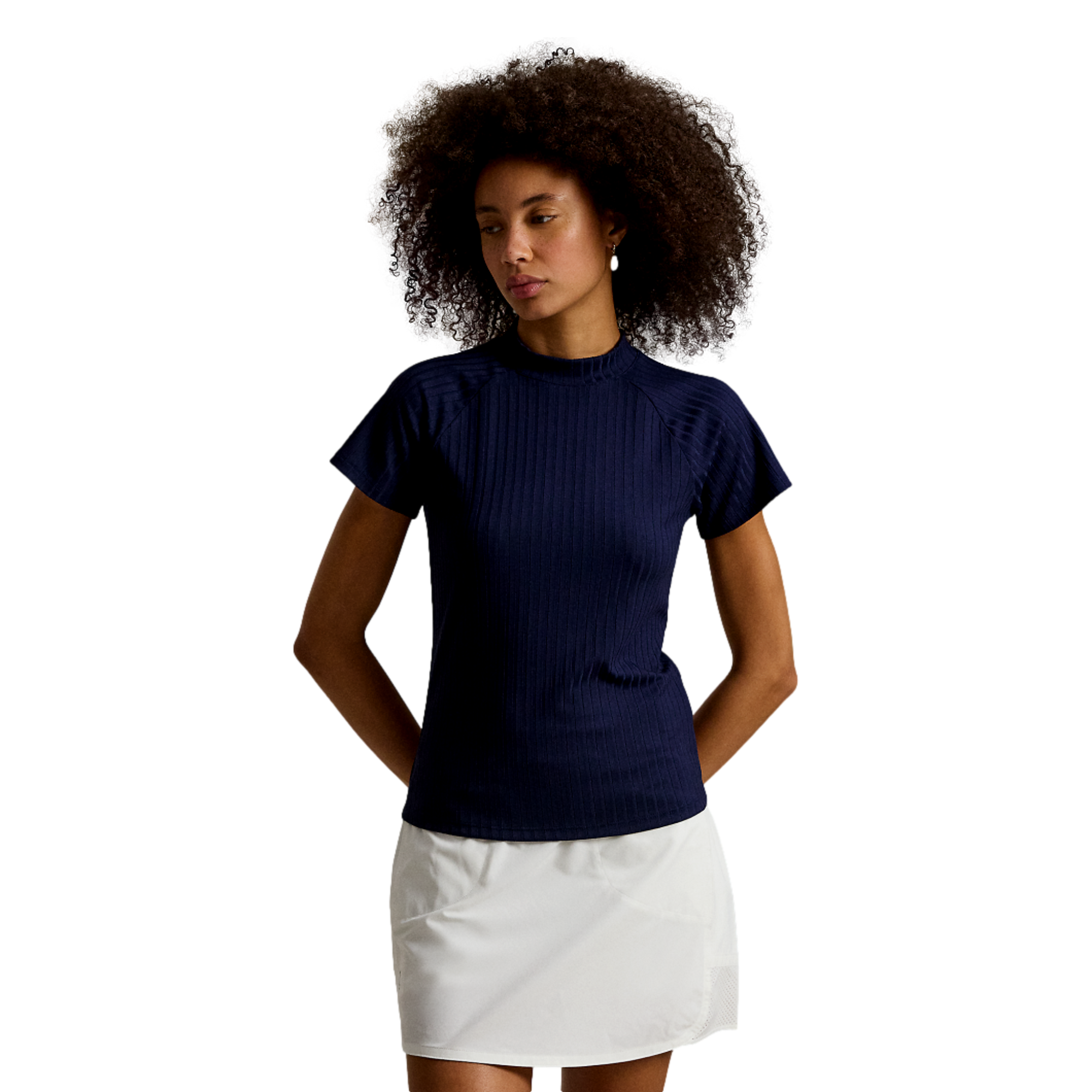 Ribbed Mockneck Women's Short Sleeve Golf Shirt