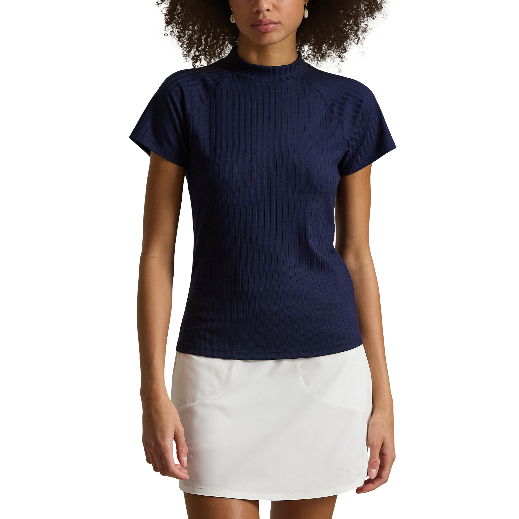 Ribbed Mockneck Women's Short Sleeve Golf Shirt