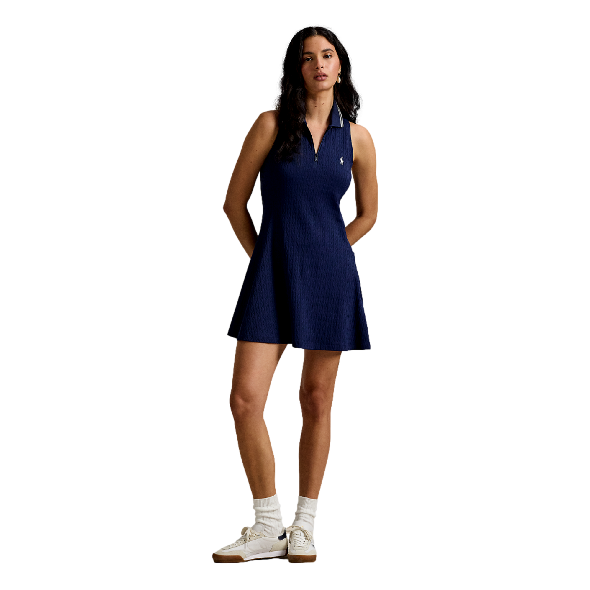 Stretch Jacquard Women's Sleeveless Polo Golf Dress