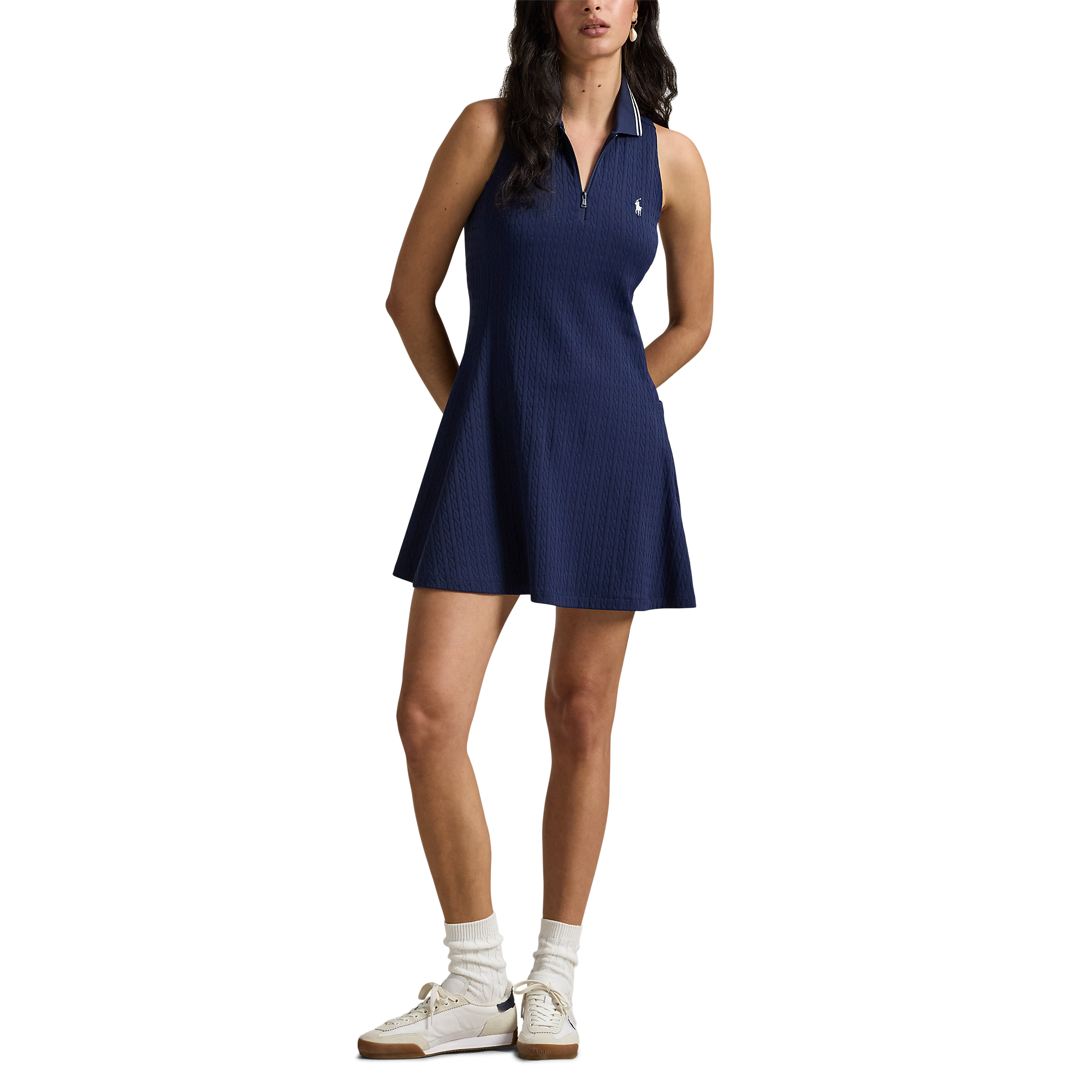 Stretch Jacquard Women's Sleeveless Polo Golf Dress