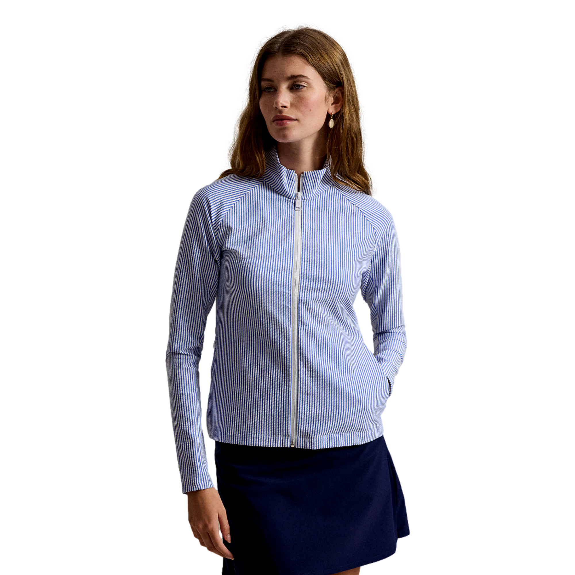 Seersucker Mockneck Women's Full Zip Golf Jacket
