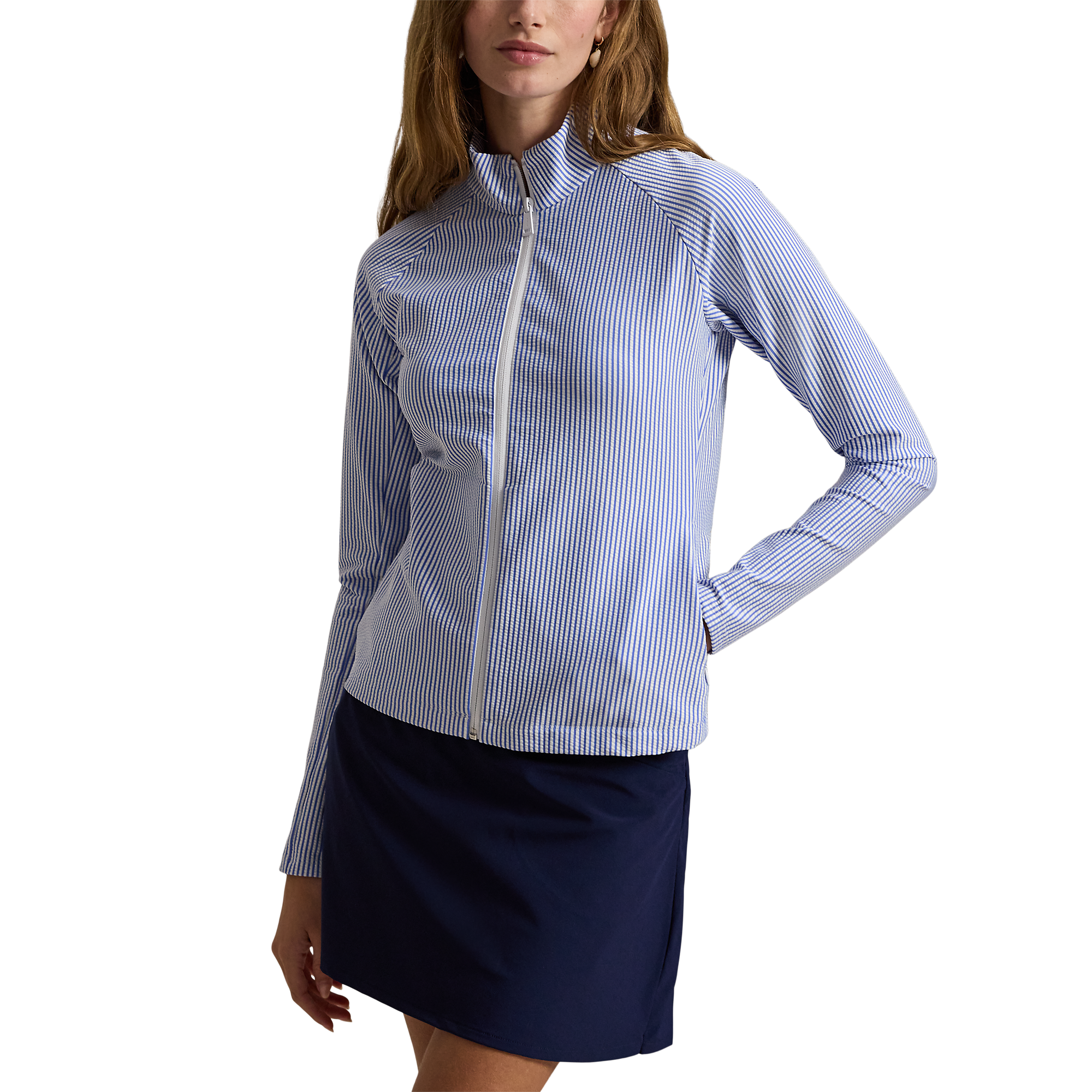 Seersucker Mockneck Women's Full Zip Golf Jacket