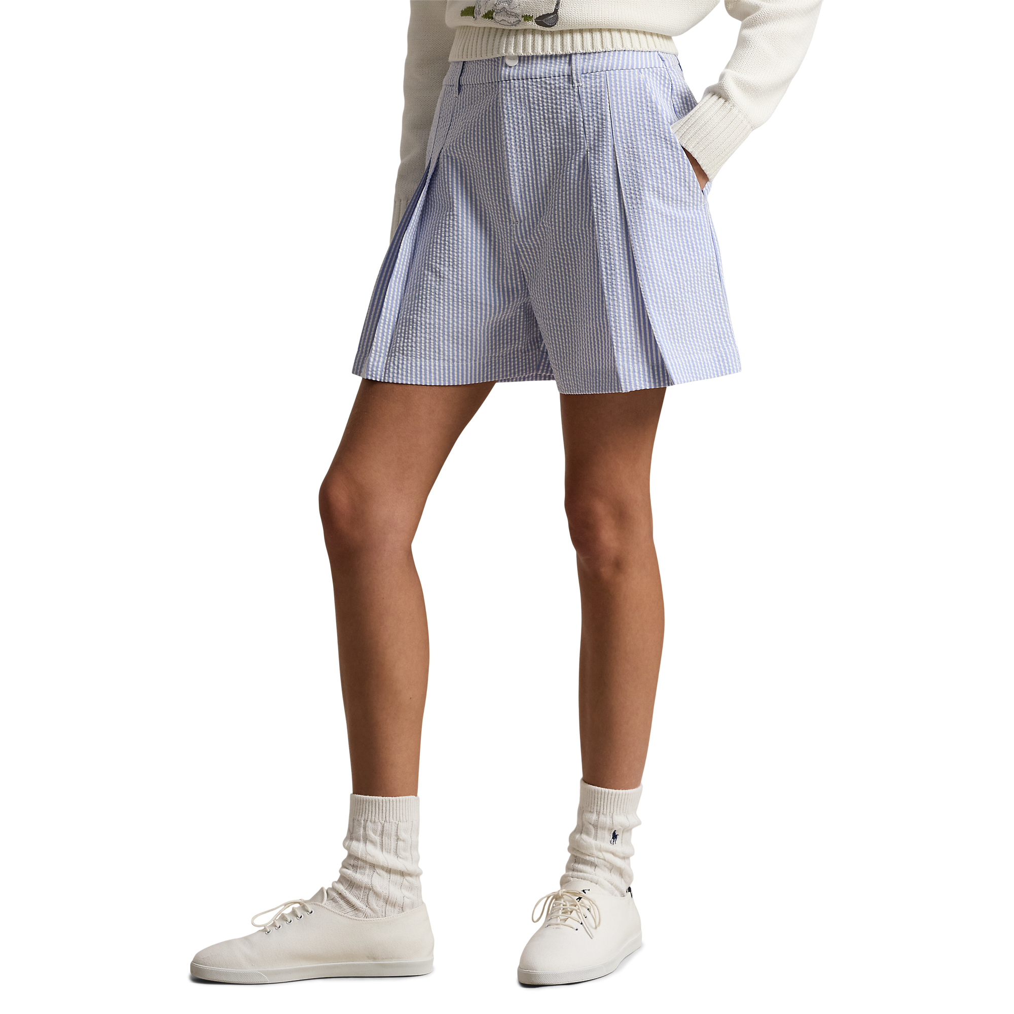 Seersucker Pleated Women's 3.5" Golf Shorts