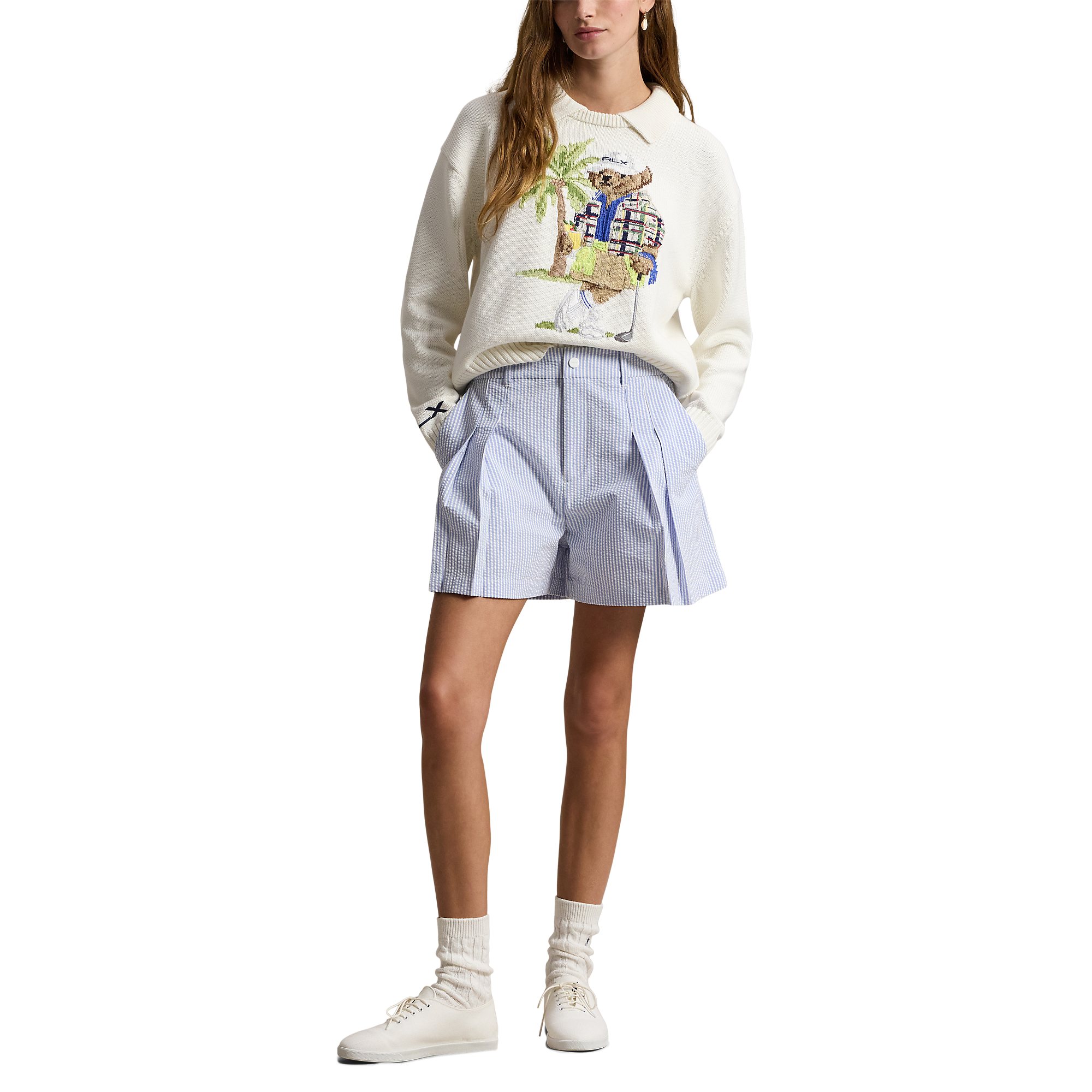 Seersucker Pleated Women's 3.5" Golf Shorts