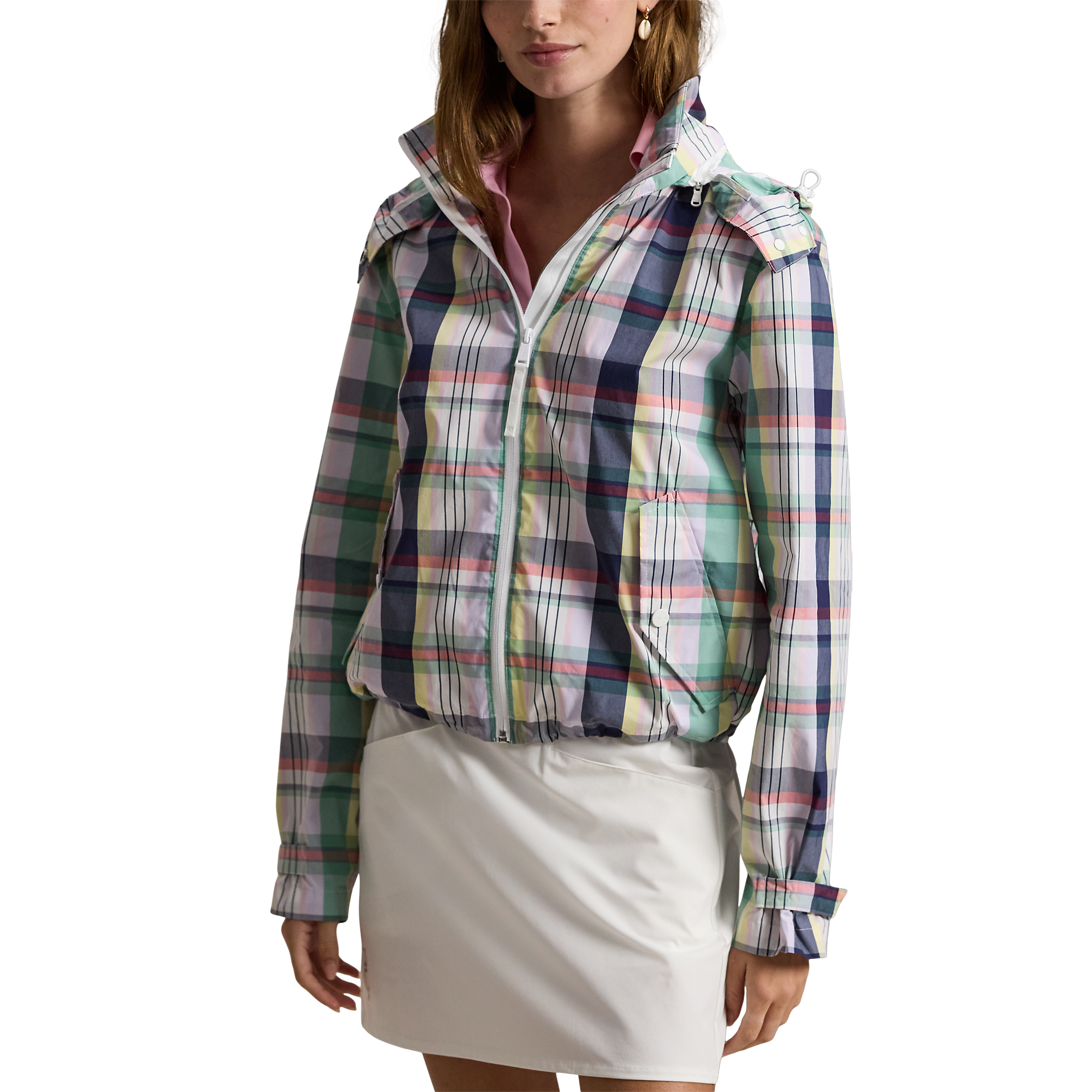 Plaid Full Zip Women's Golf Rain Jacket