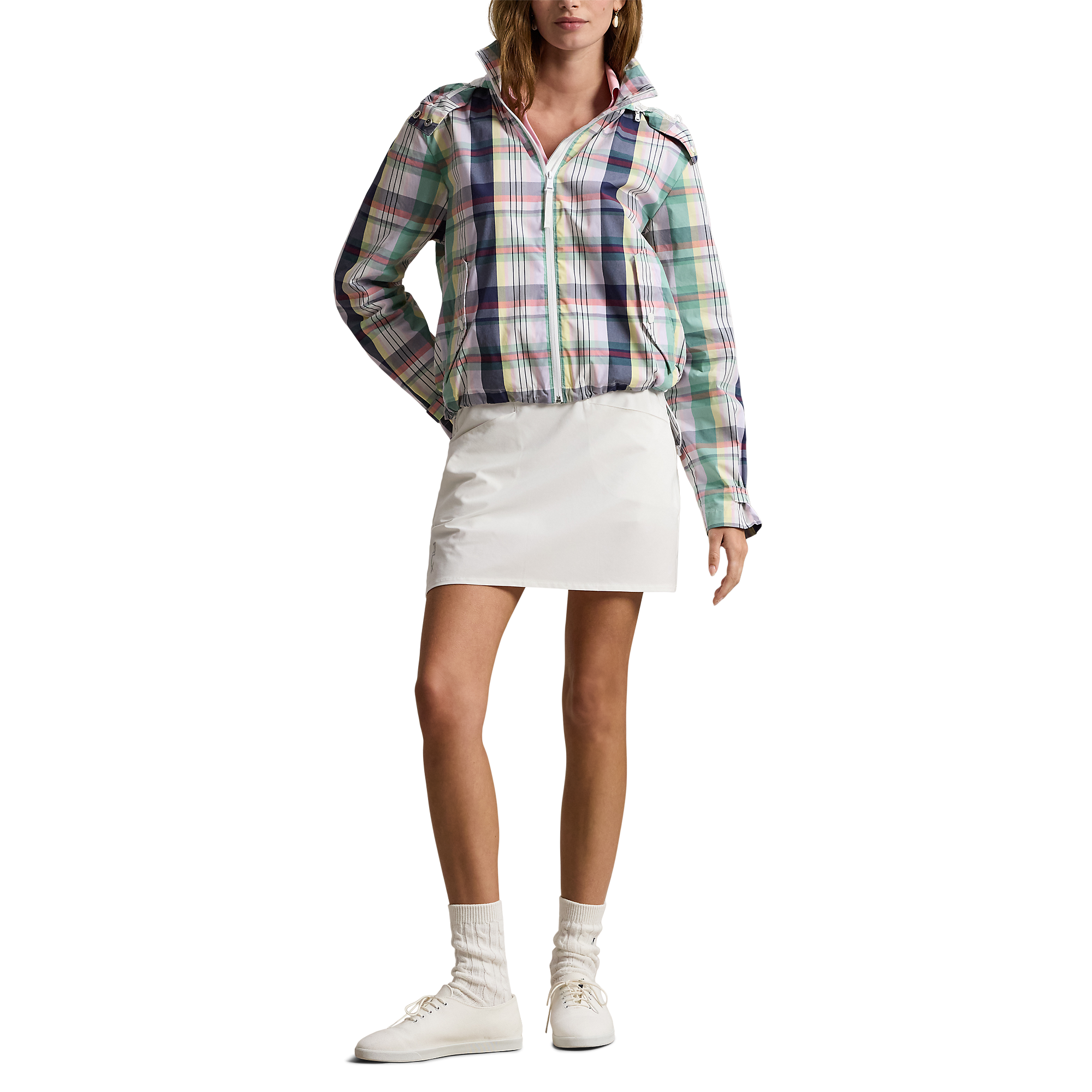 Plaid Full Zip Women's Golf Rain Jacket