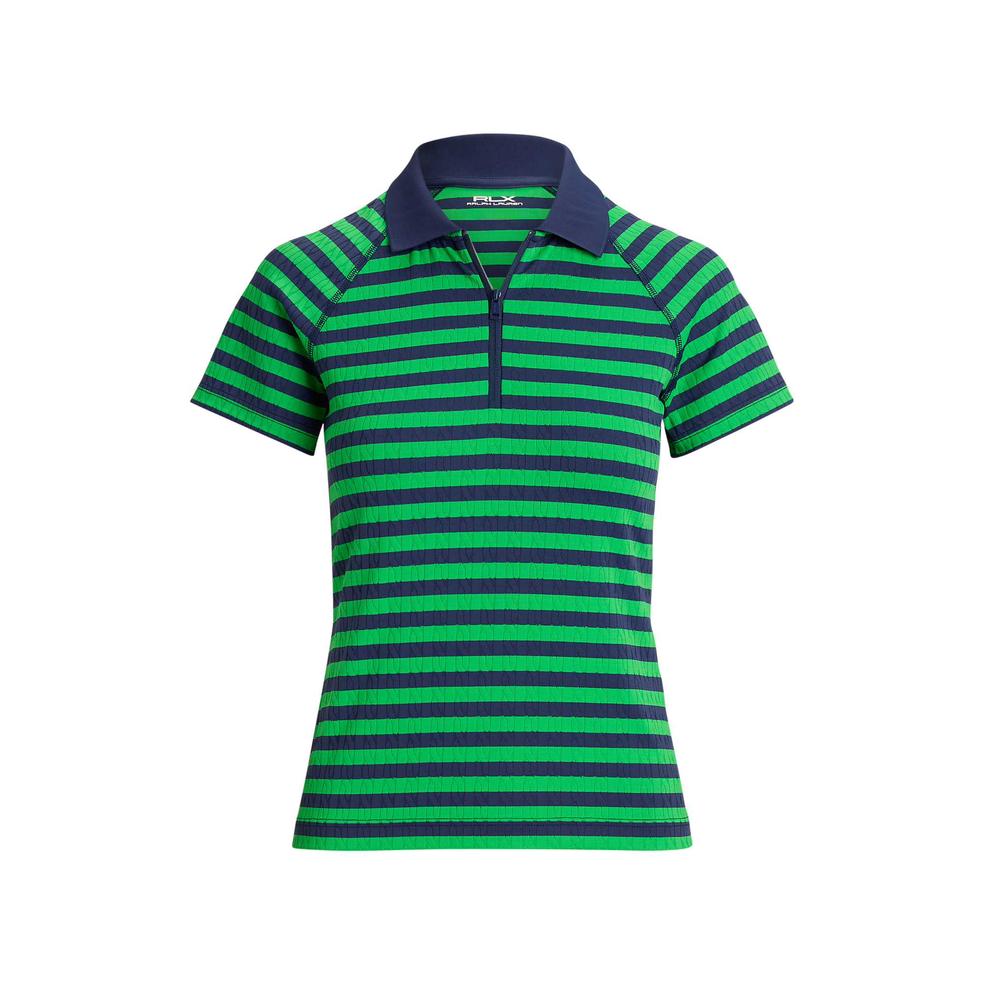 Stripe Active Cable Knit Women's Short Sleeve Golf Polo Shirt