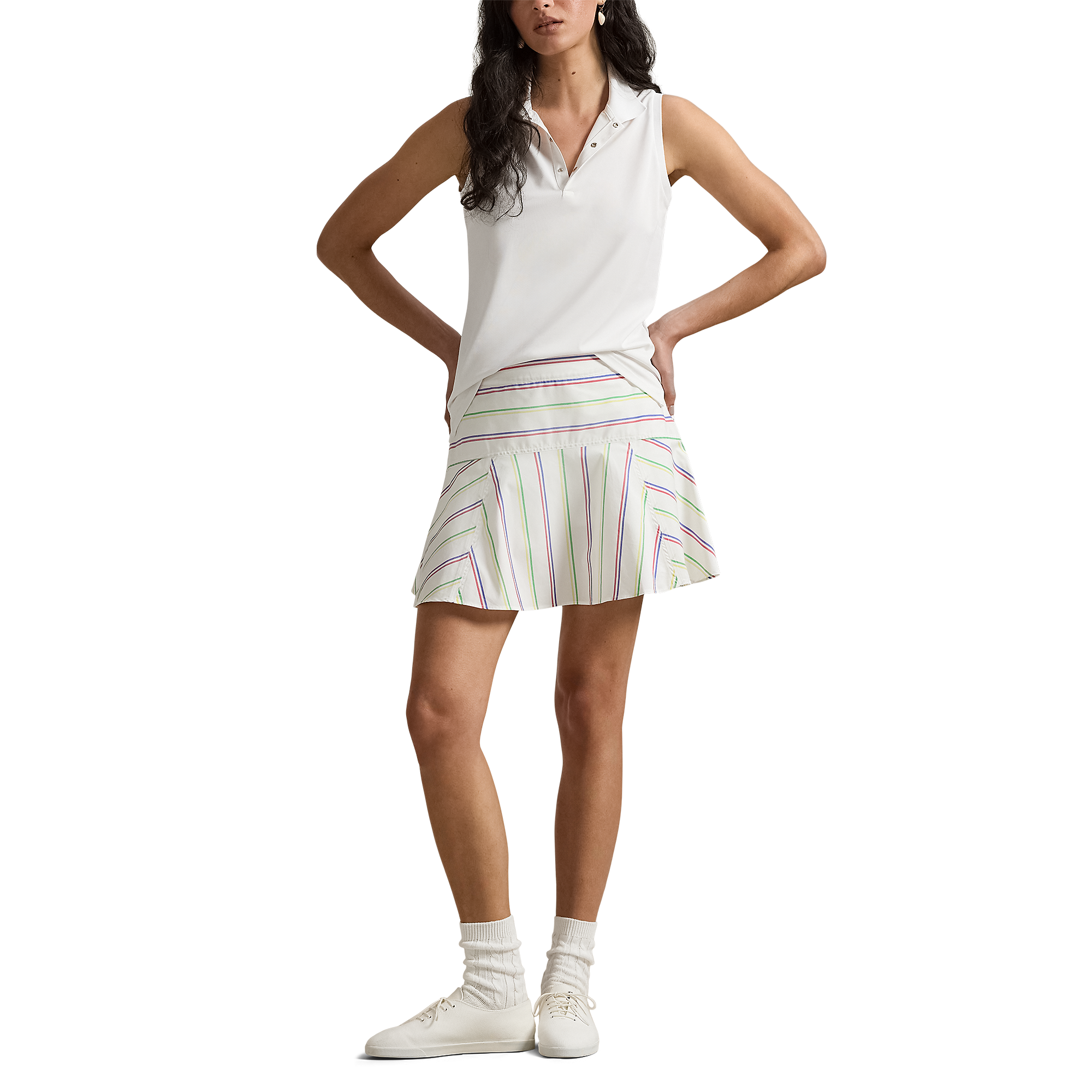 Striped Poplin Stretch Women's 15" Golf Skort