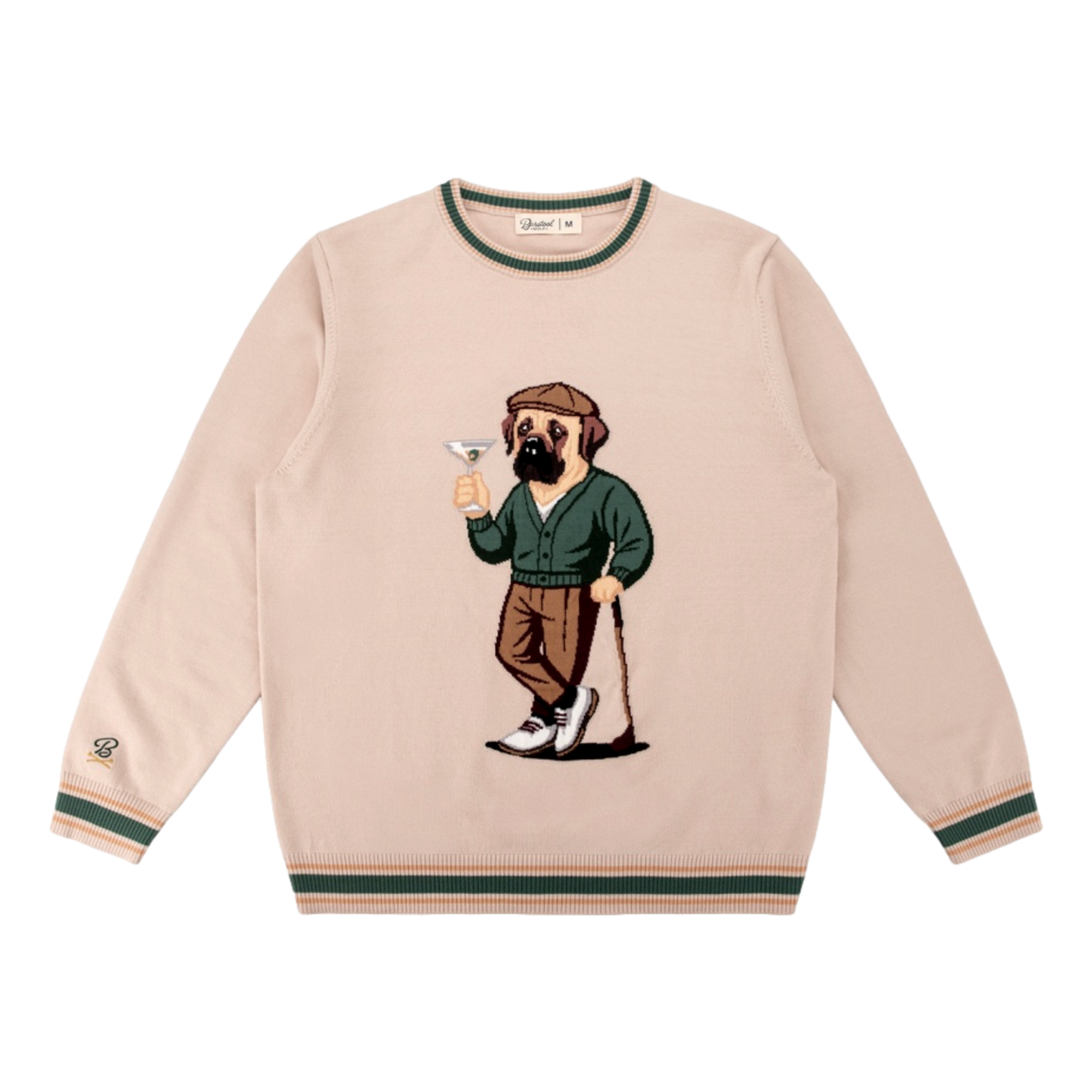 19 Hole Bullmastiff Martini Men's Knit Golf Sweater