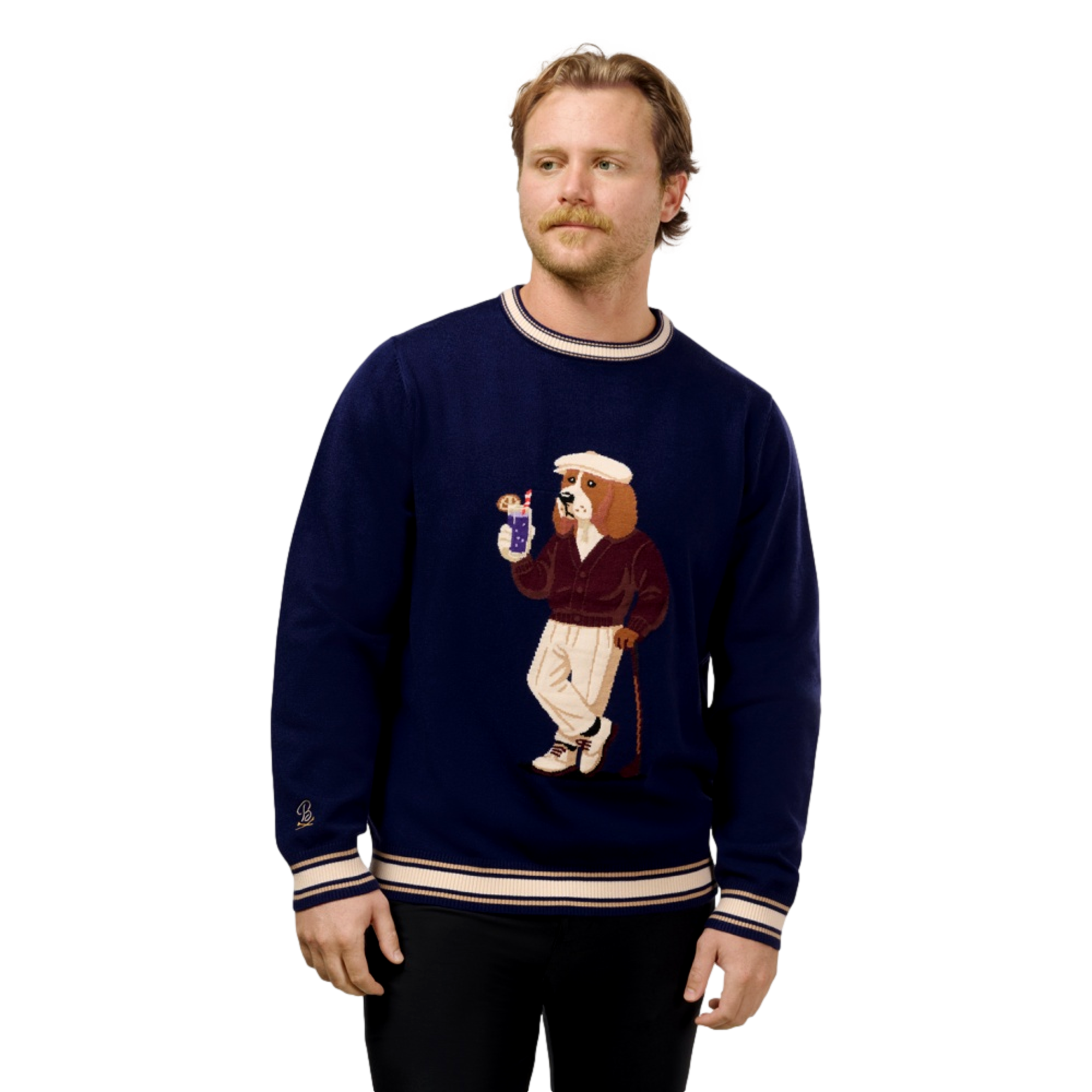 19th Hole Basset Hound Transfusion Men's Knit Golf Sweater