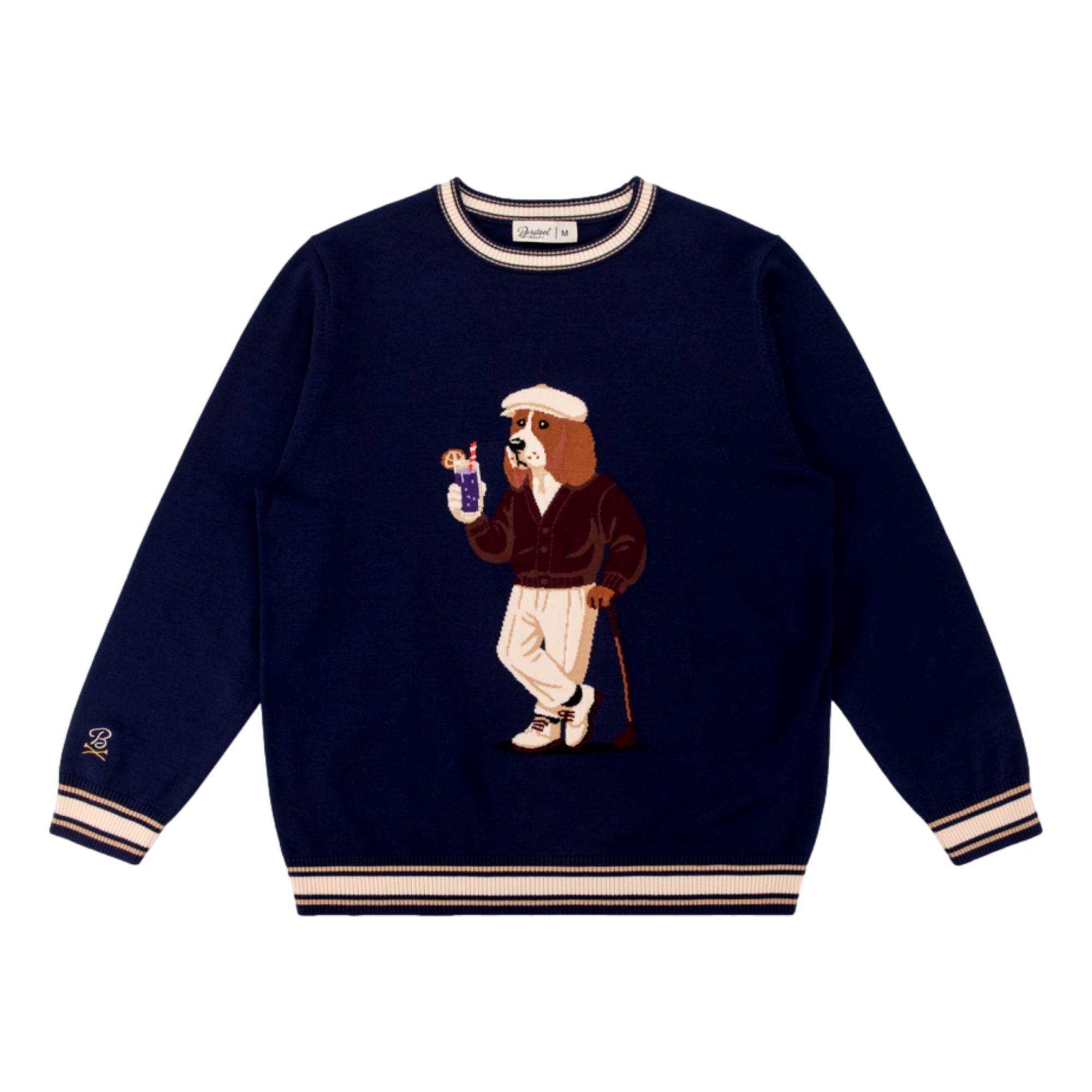 19th Hole Basset Hound Transfusion Men's Knit Golf Sweater