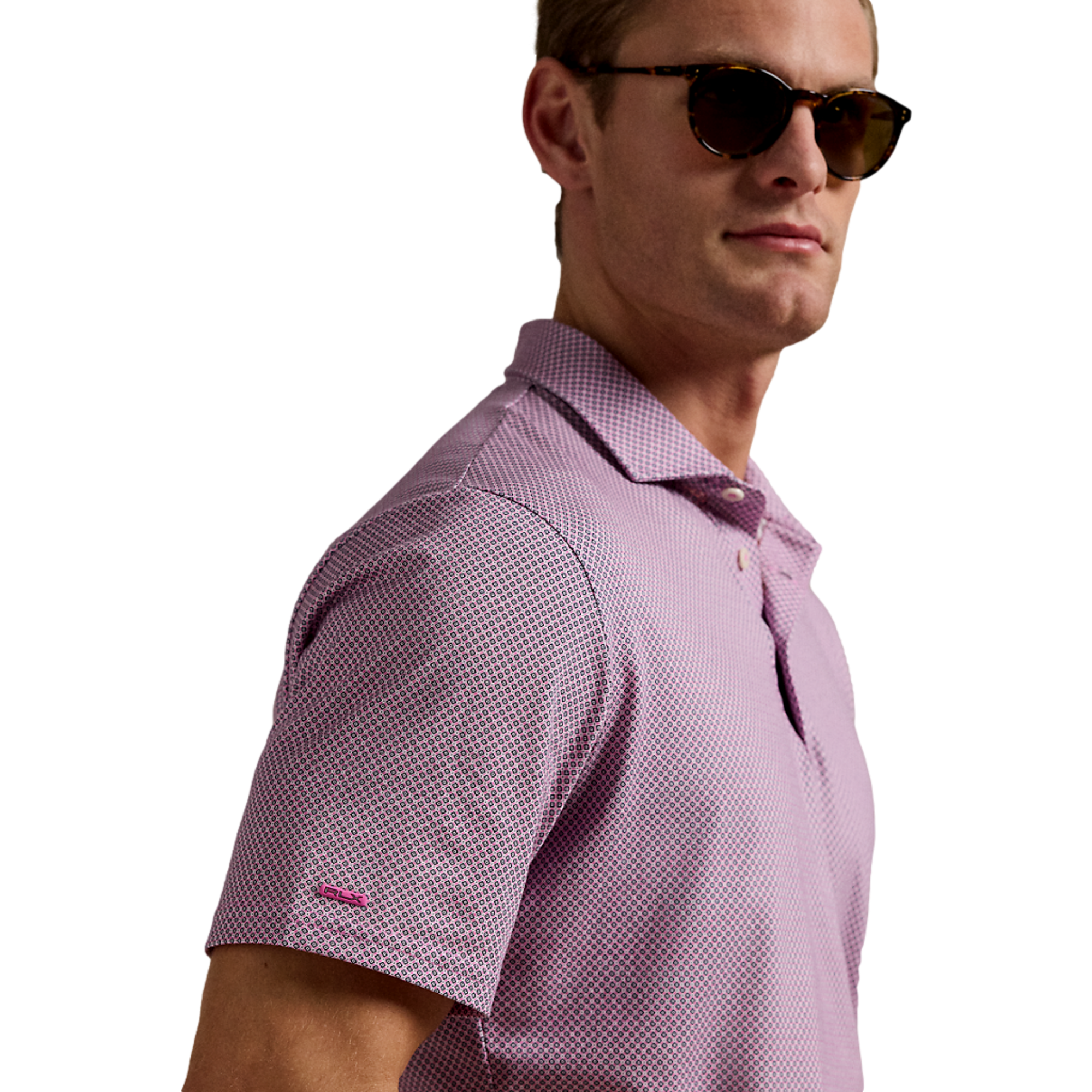 Classic Fit Geometric Cotton Jersey Men's Golf Polo Shirt
