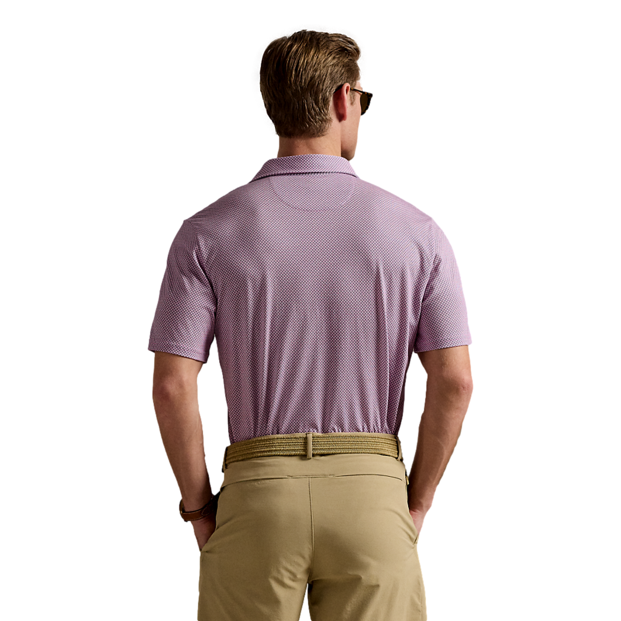 Classic Fit Geometric Cotton Jersey Men's Golf Polo Shirt